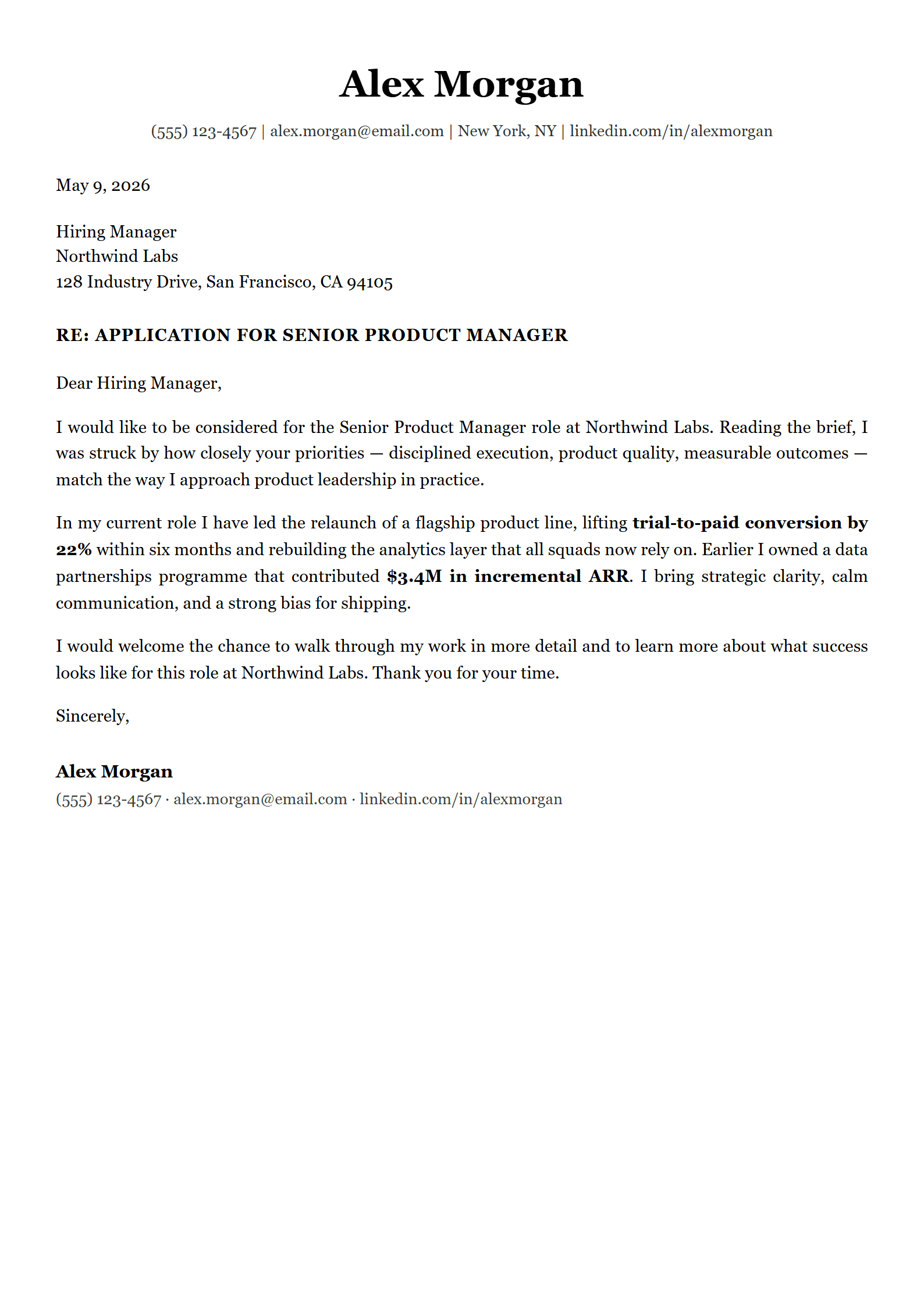 Jake's Resume cover letter template preview