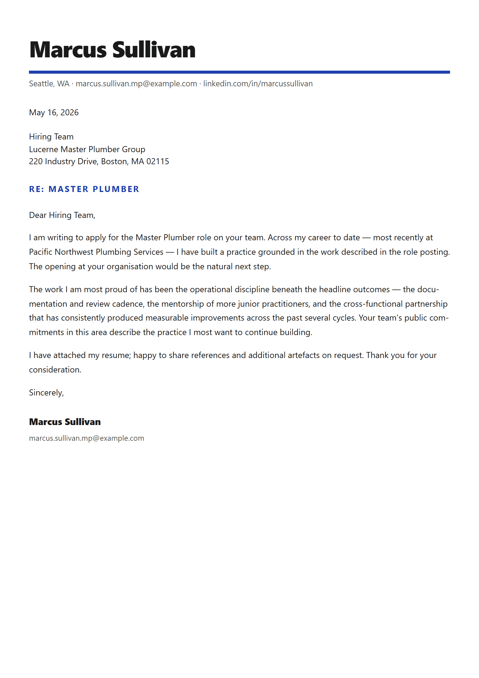 Tap cover letter template preview