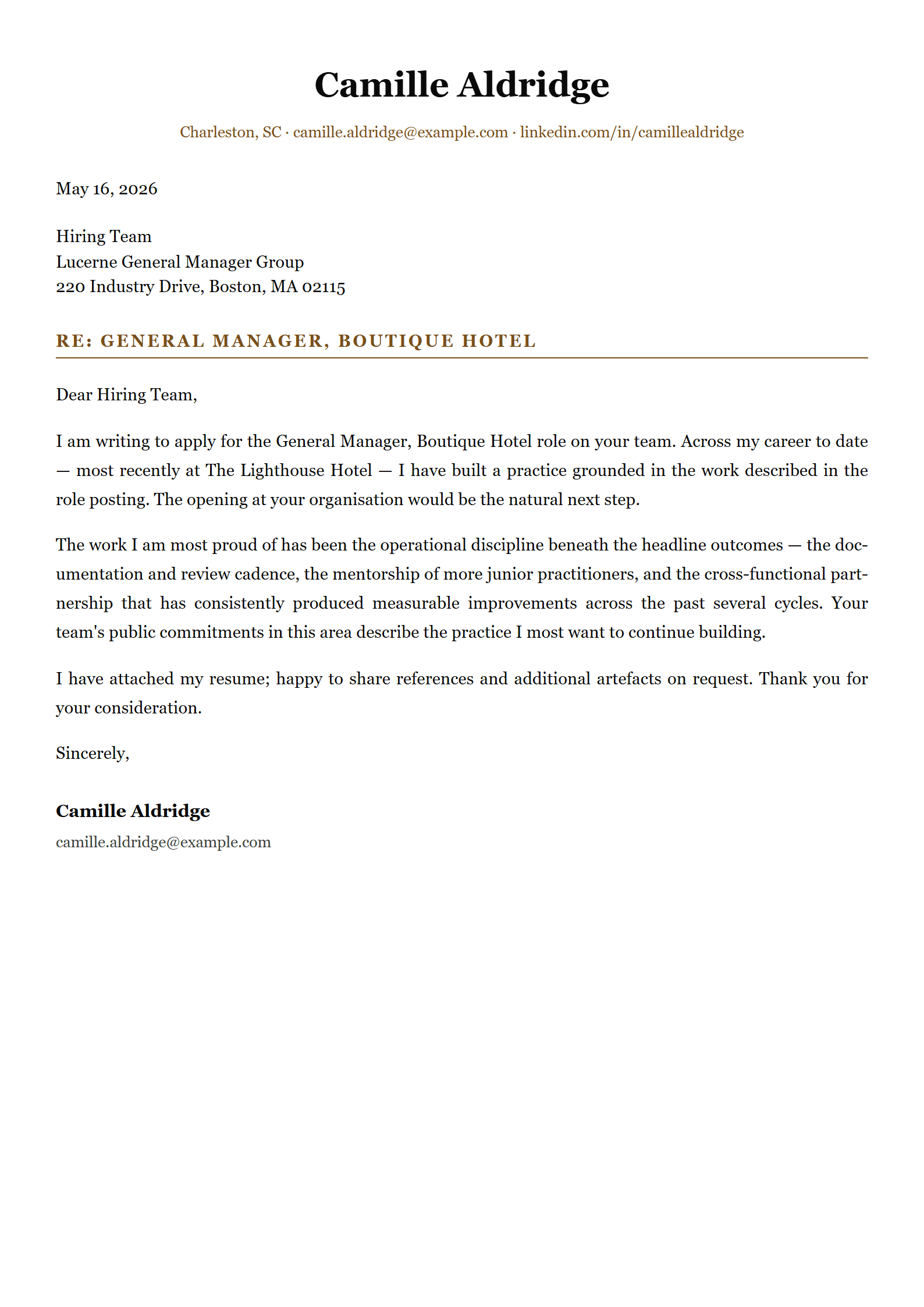 Foyer cover letter template preview