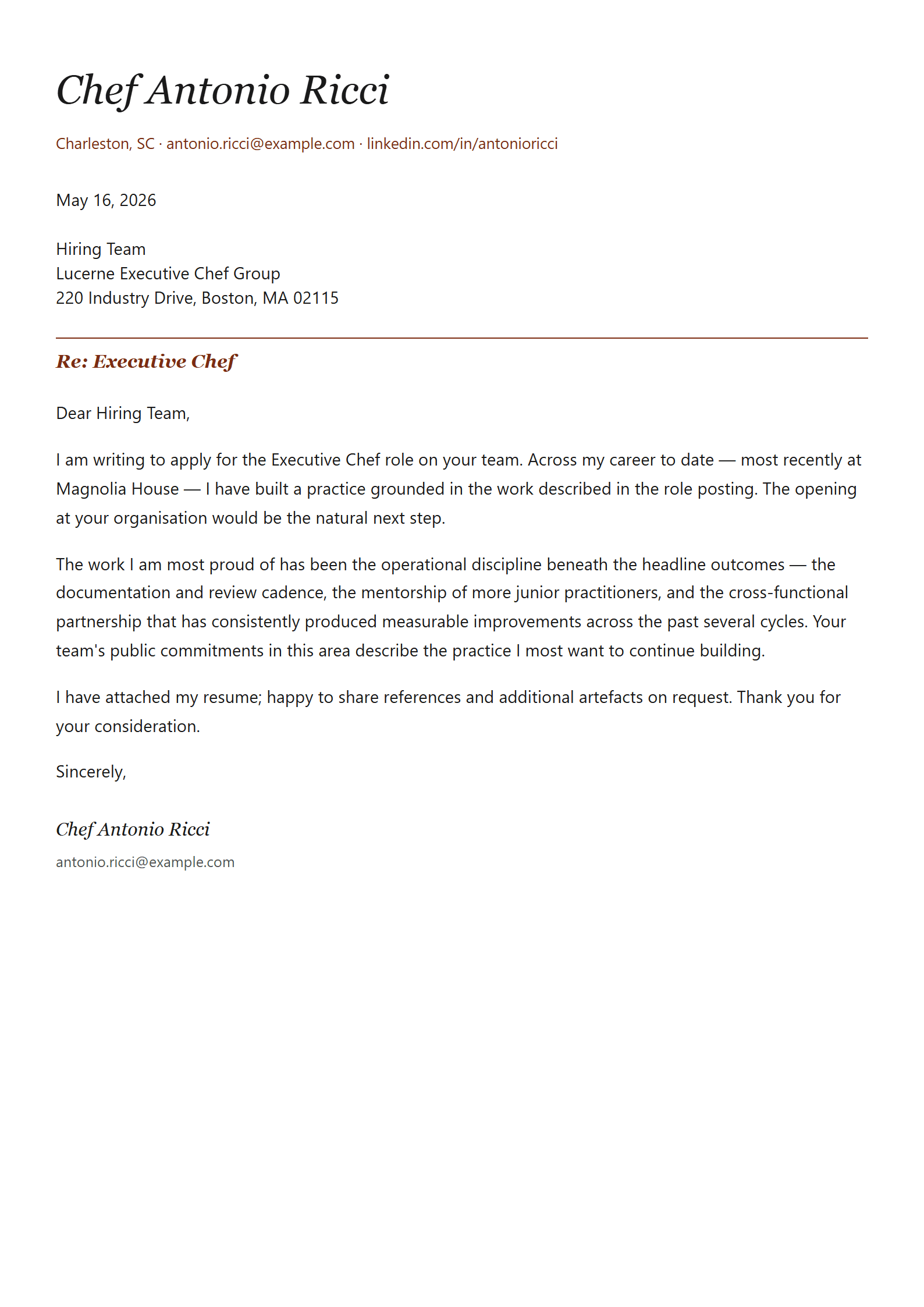 Mise cover letter template preview