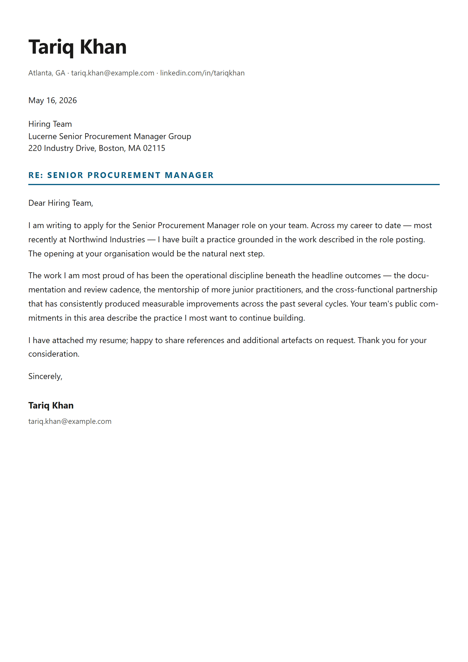 Procure cover letter template preview