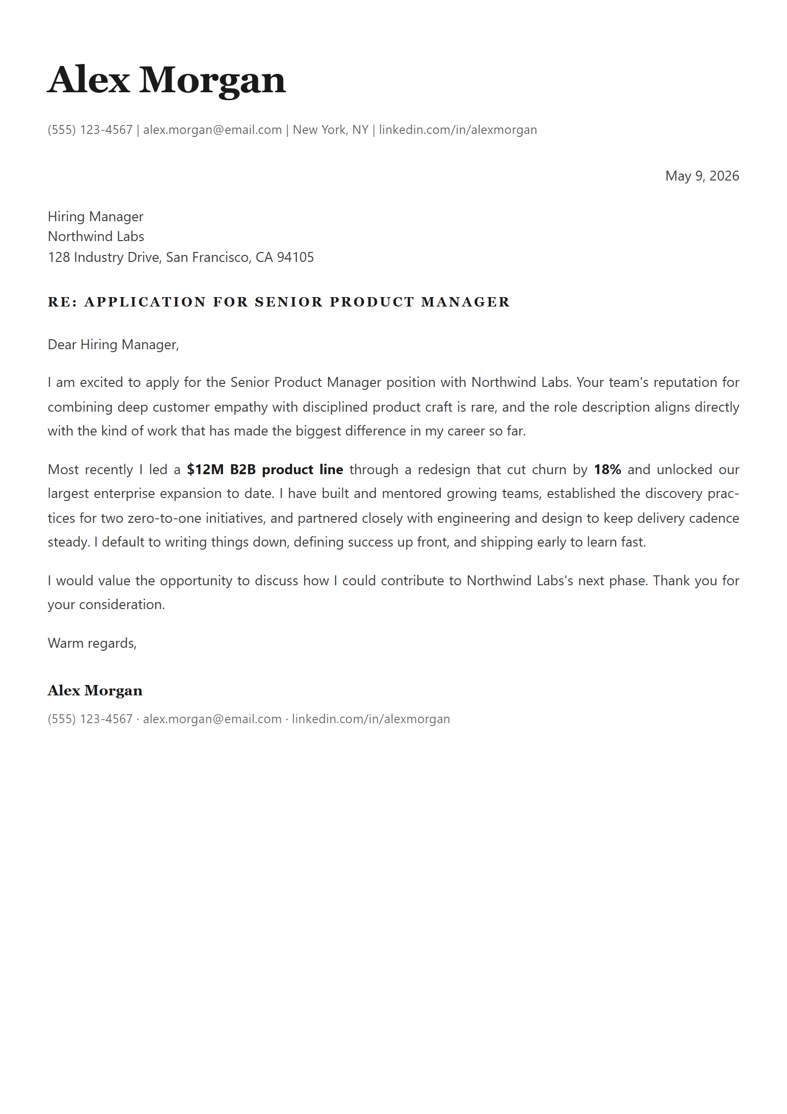 Creative Studio cover letter template preview
