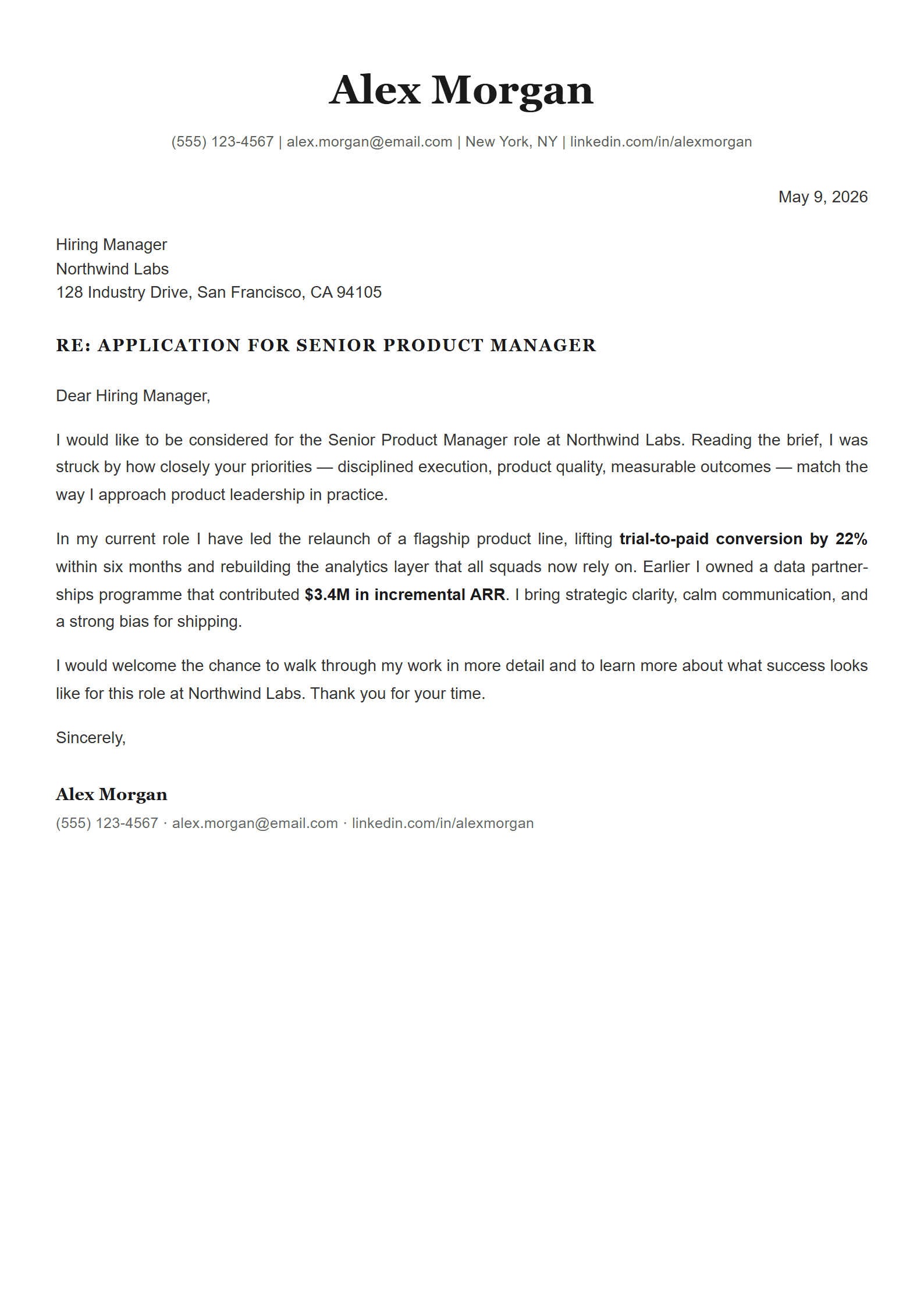 Professional Plus cover letter template preview