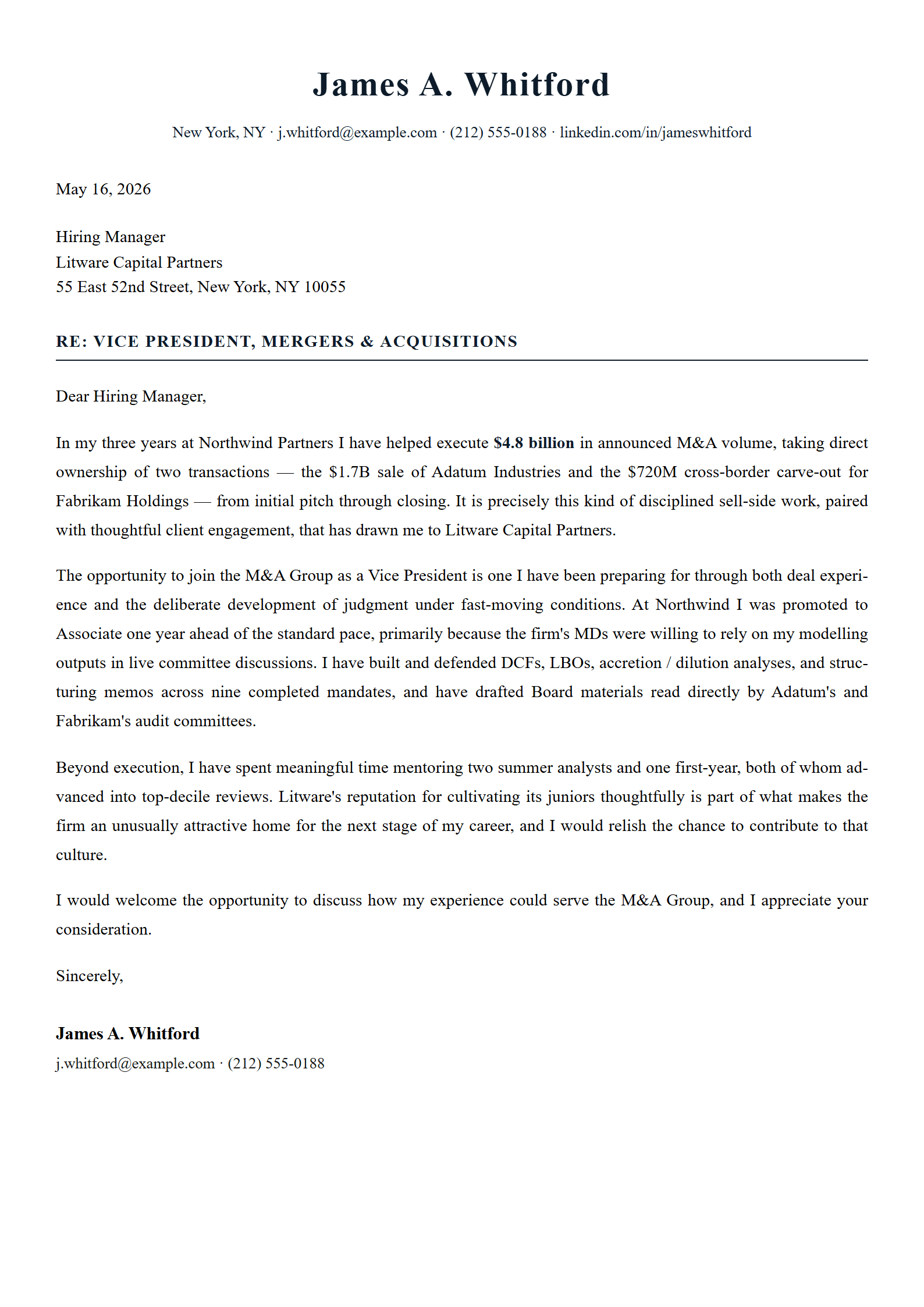 Sterling cover letter template preview