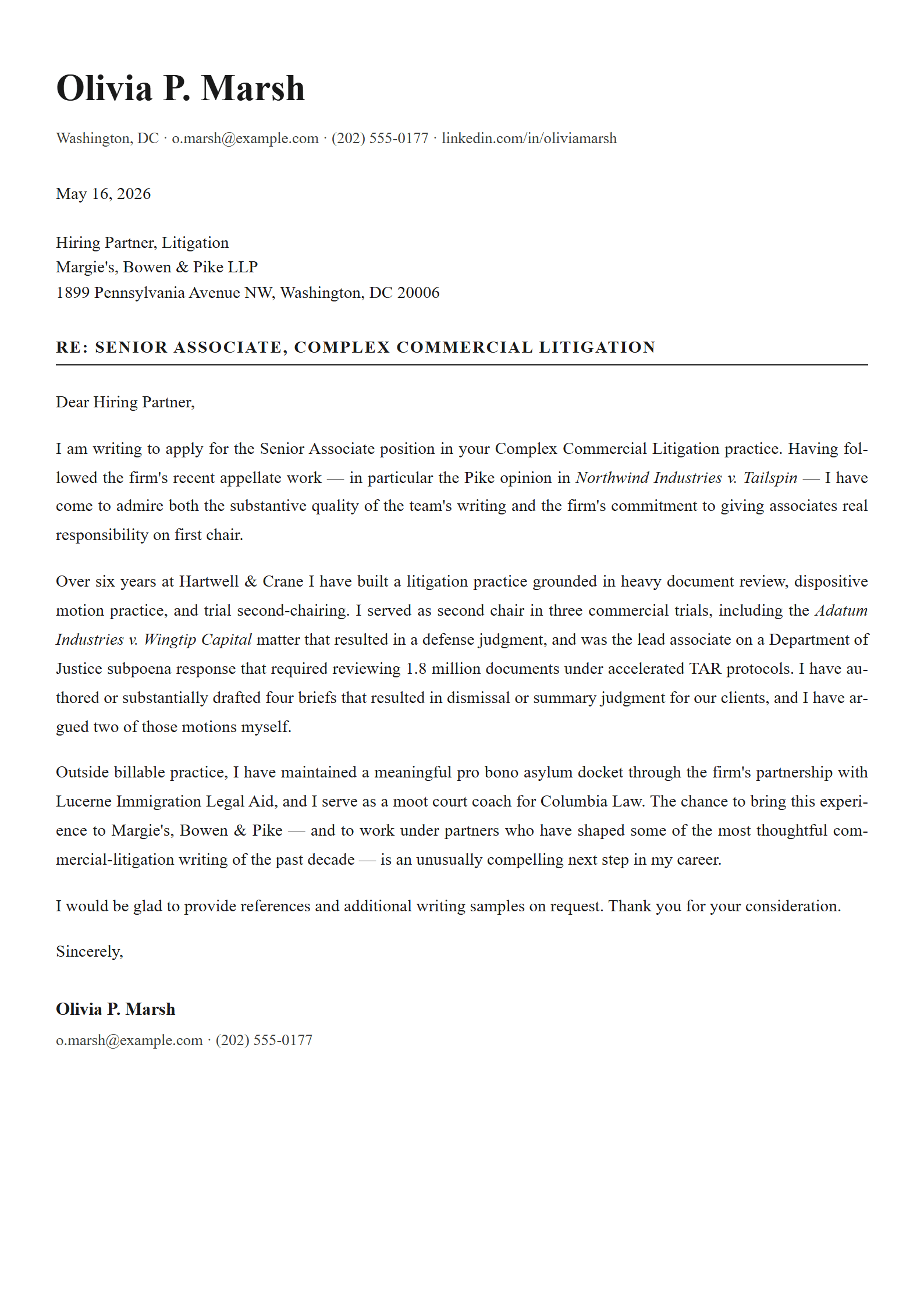 Tribune cover letter template preview