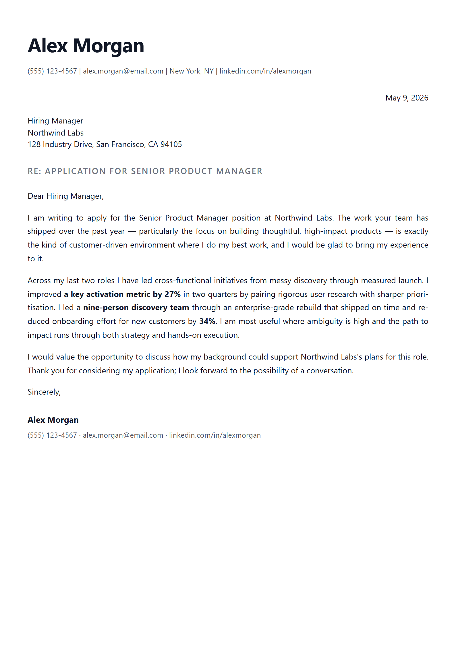 Clean Modern cover letter template preview