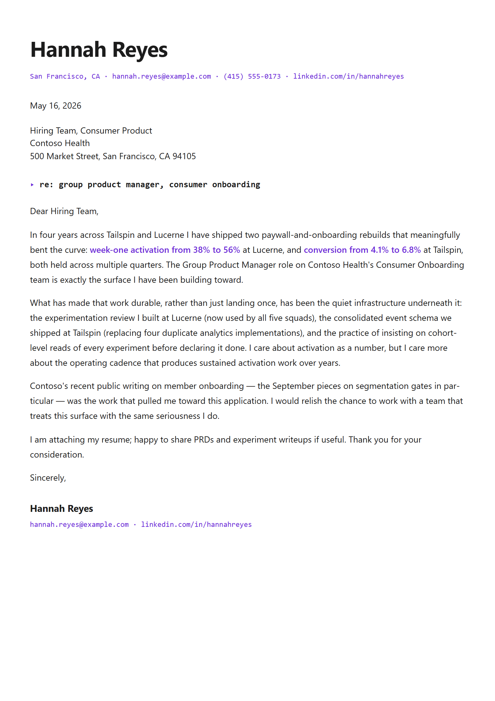 Beacon cover letter template preview