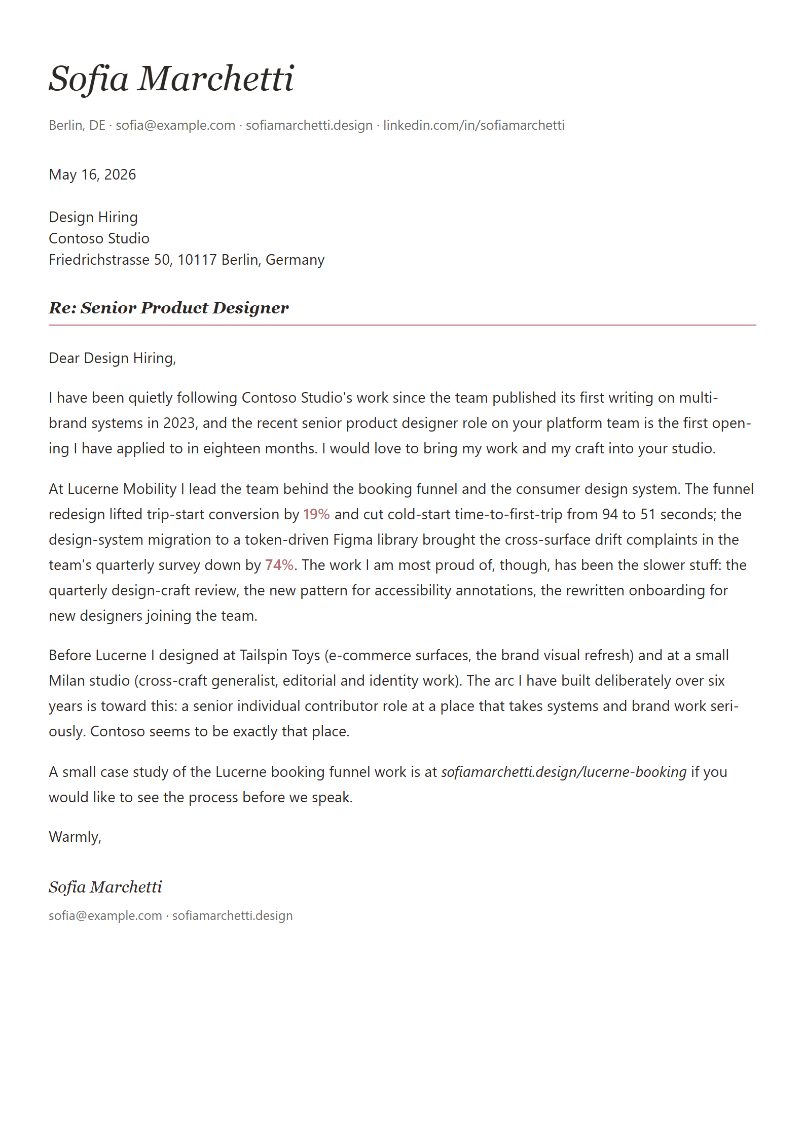 Folio cover letter template preview