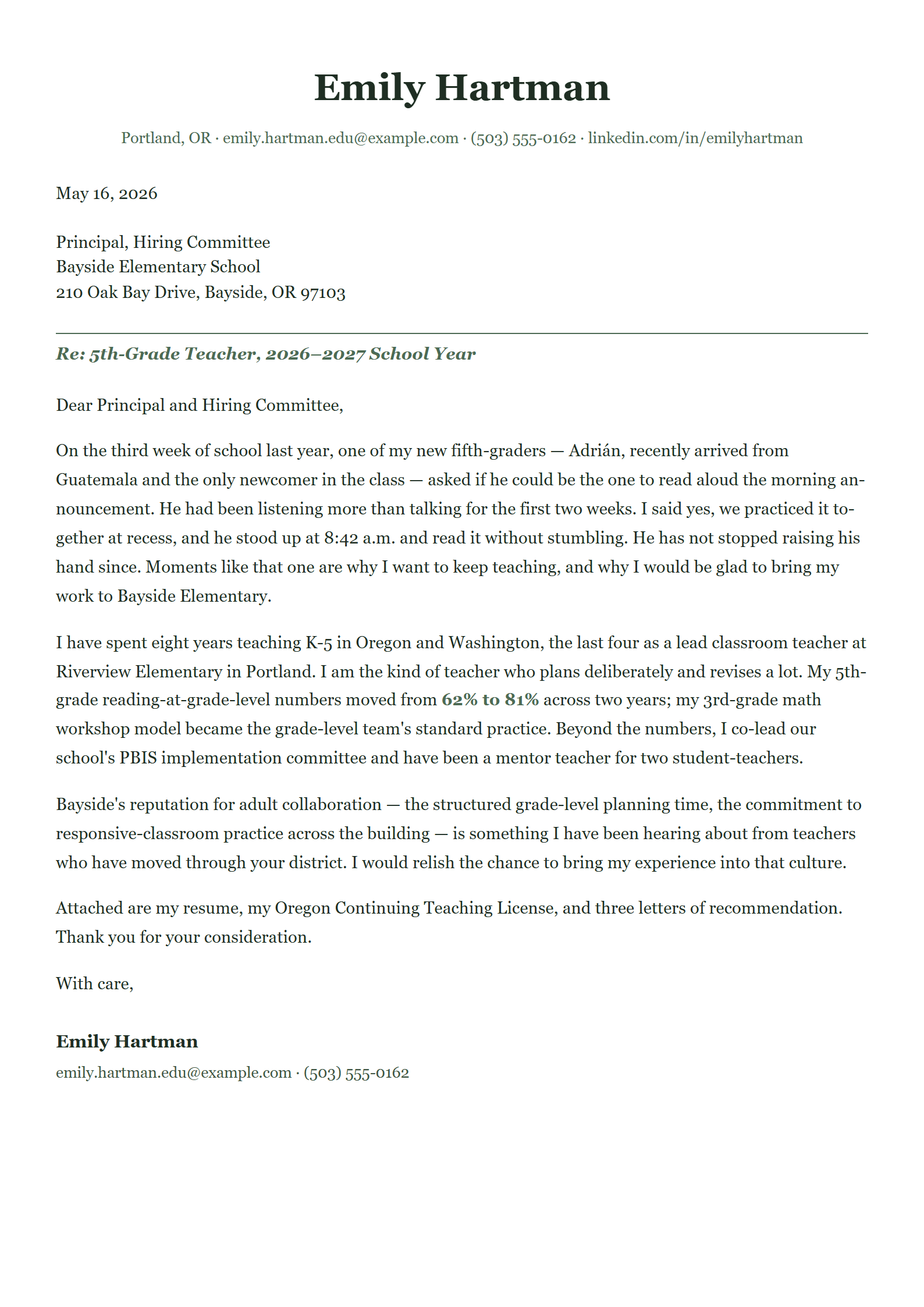Slate cover letter template preview