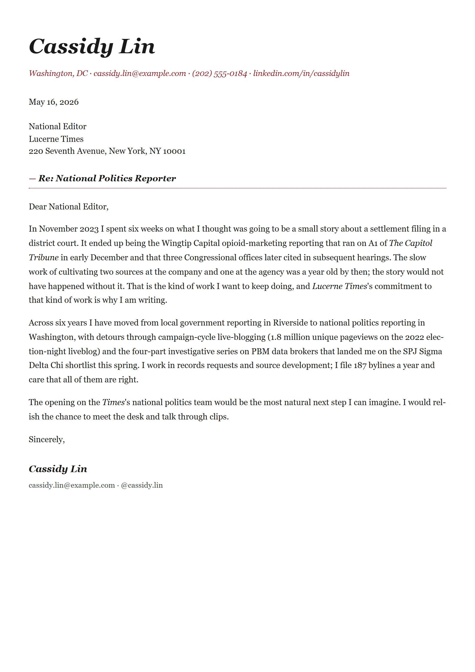 Manuscript cover letter template preview