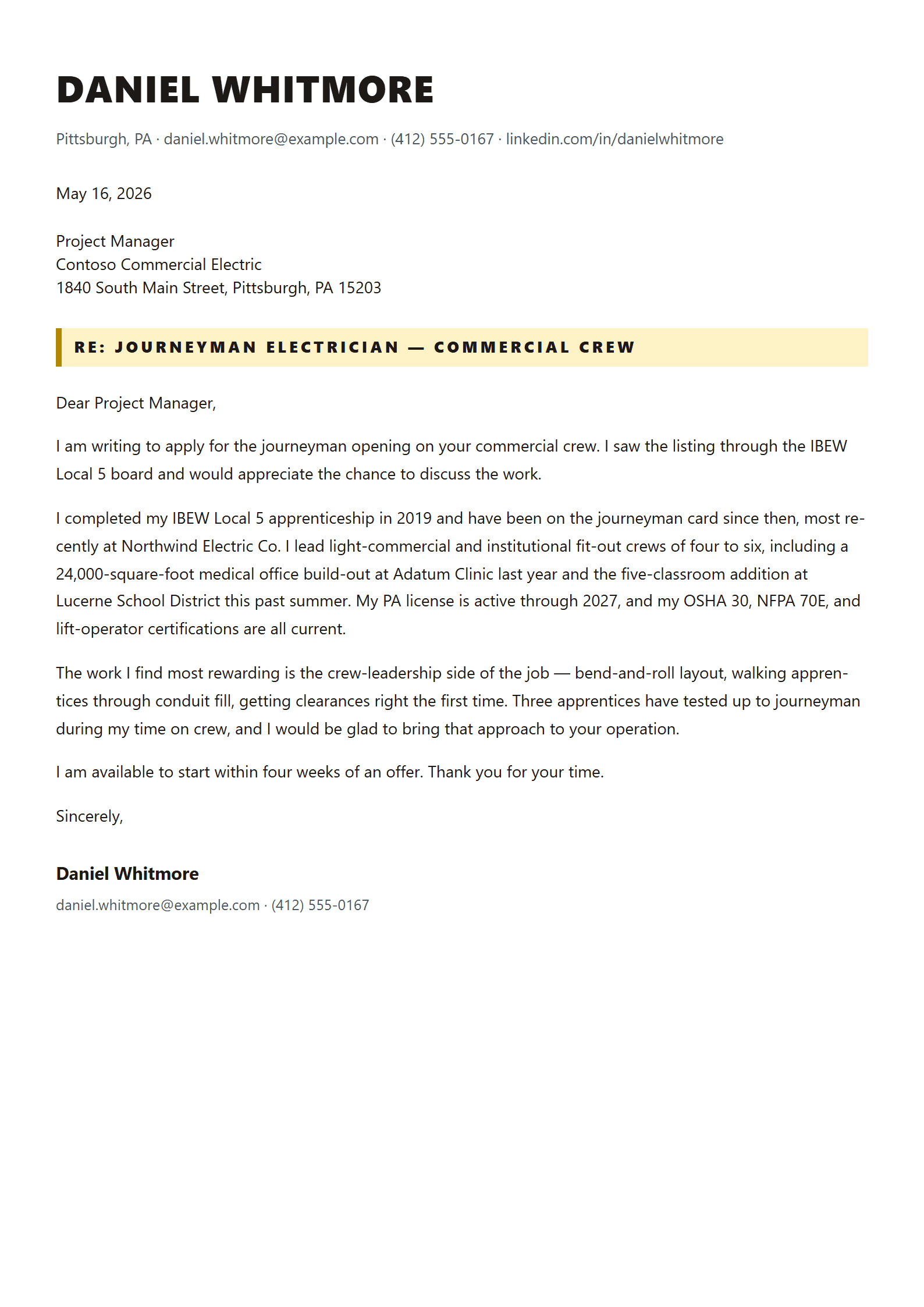 Conduit cover letter template preview