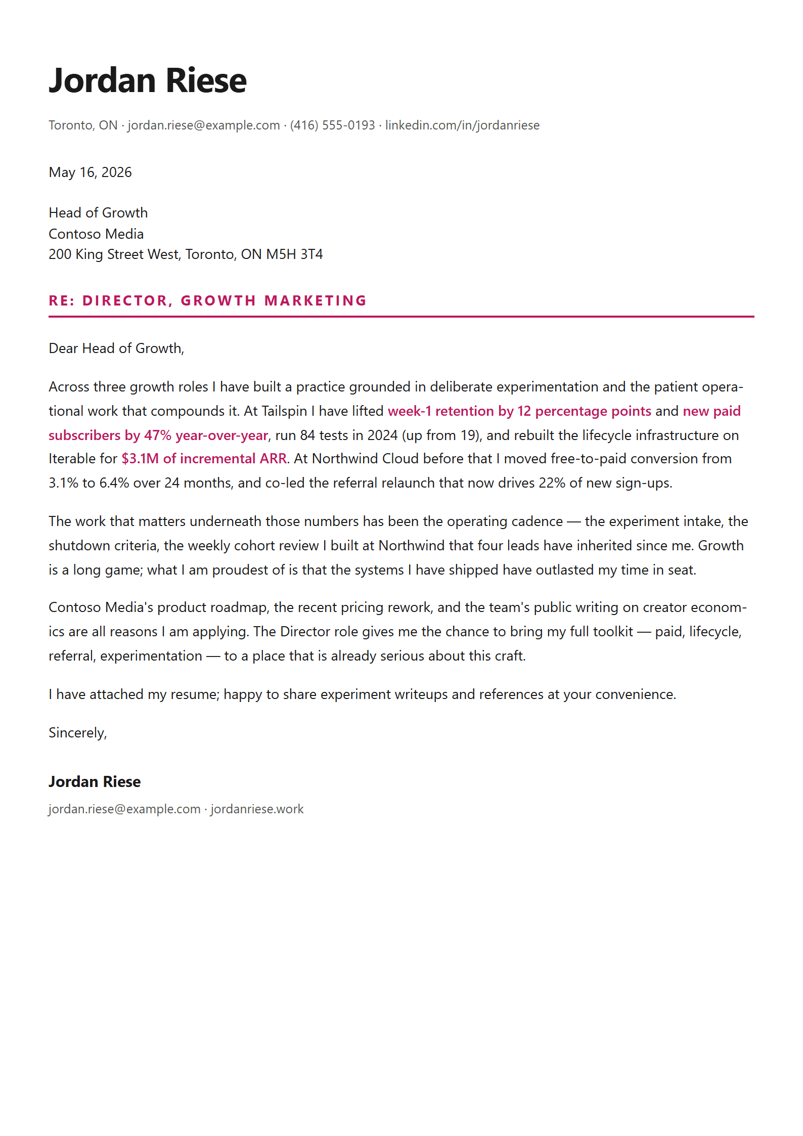 Pulse cover letter template preview
