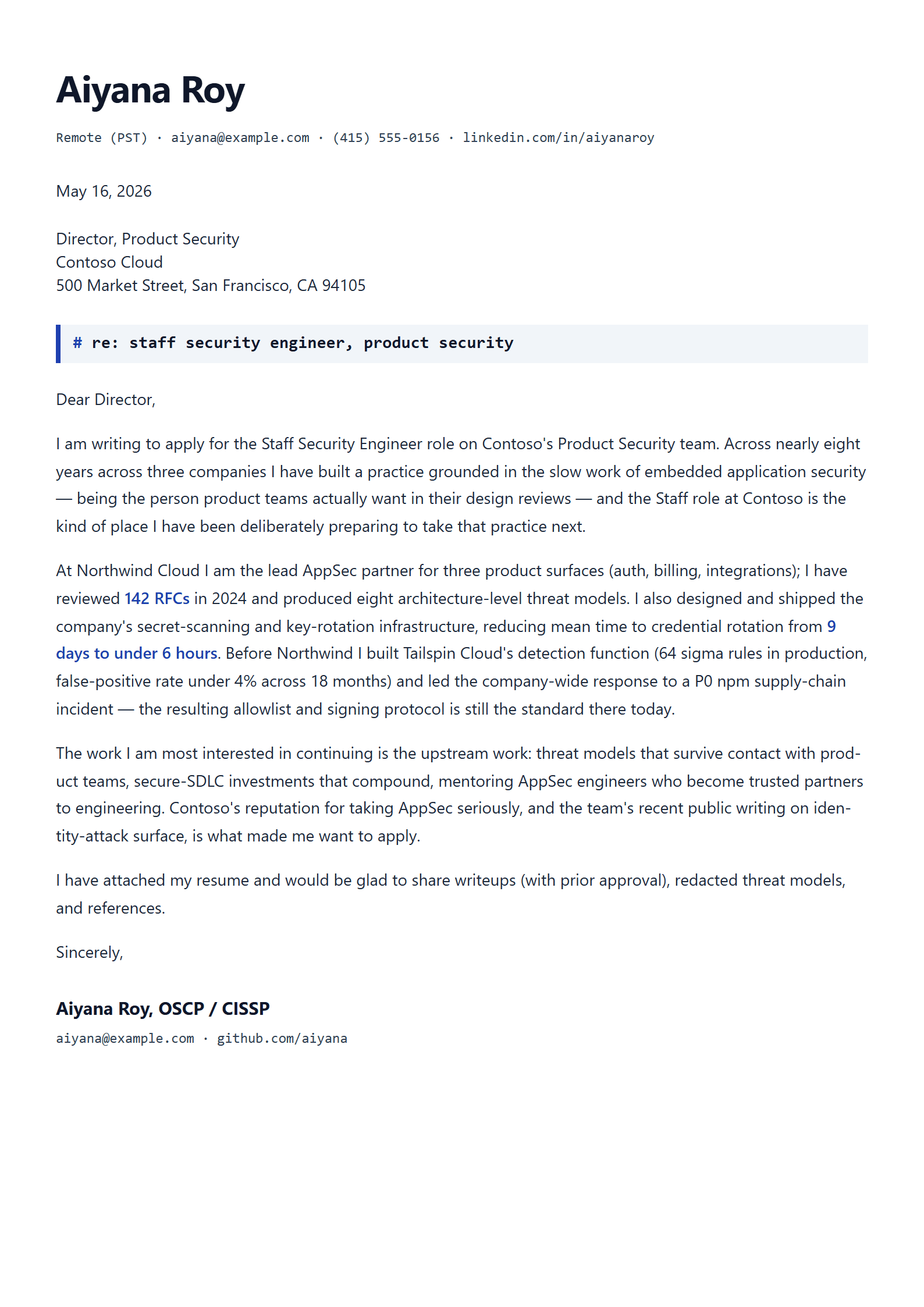 Vault cover letter template preview