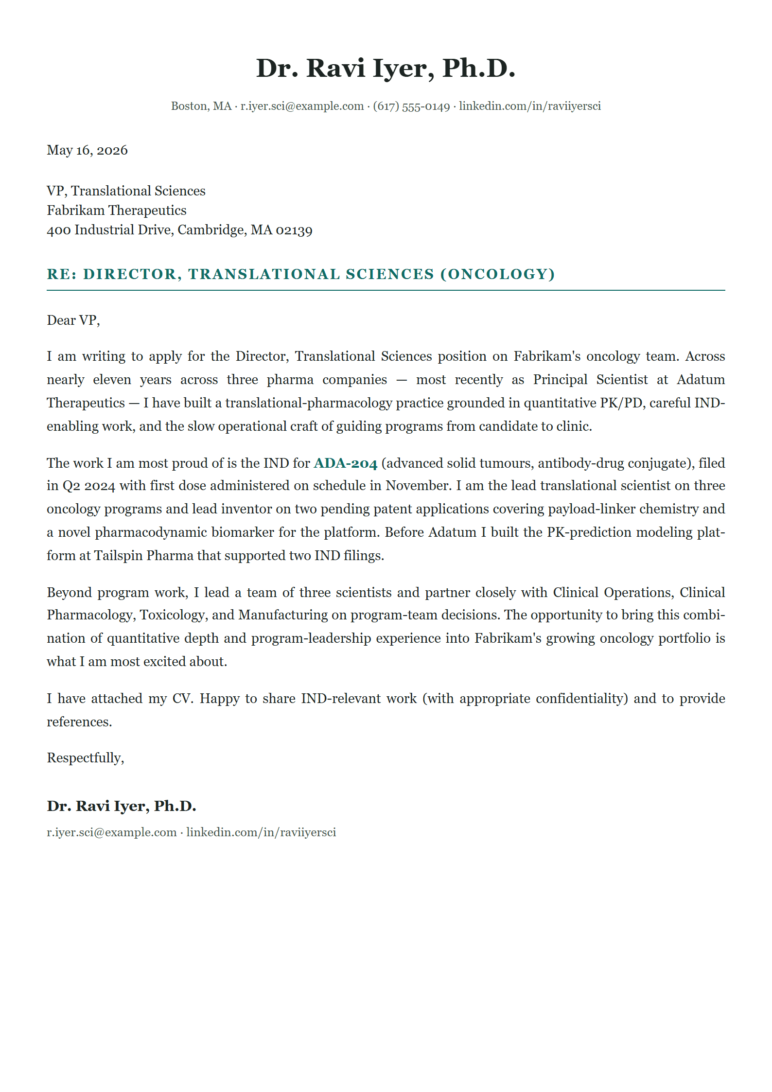 Helix cover letter template preview