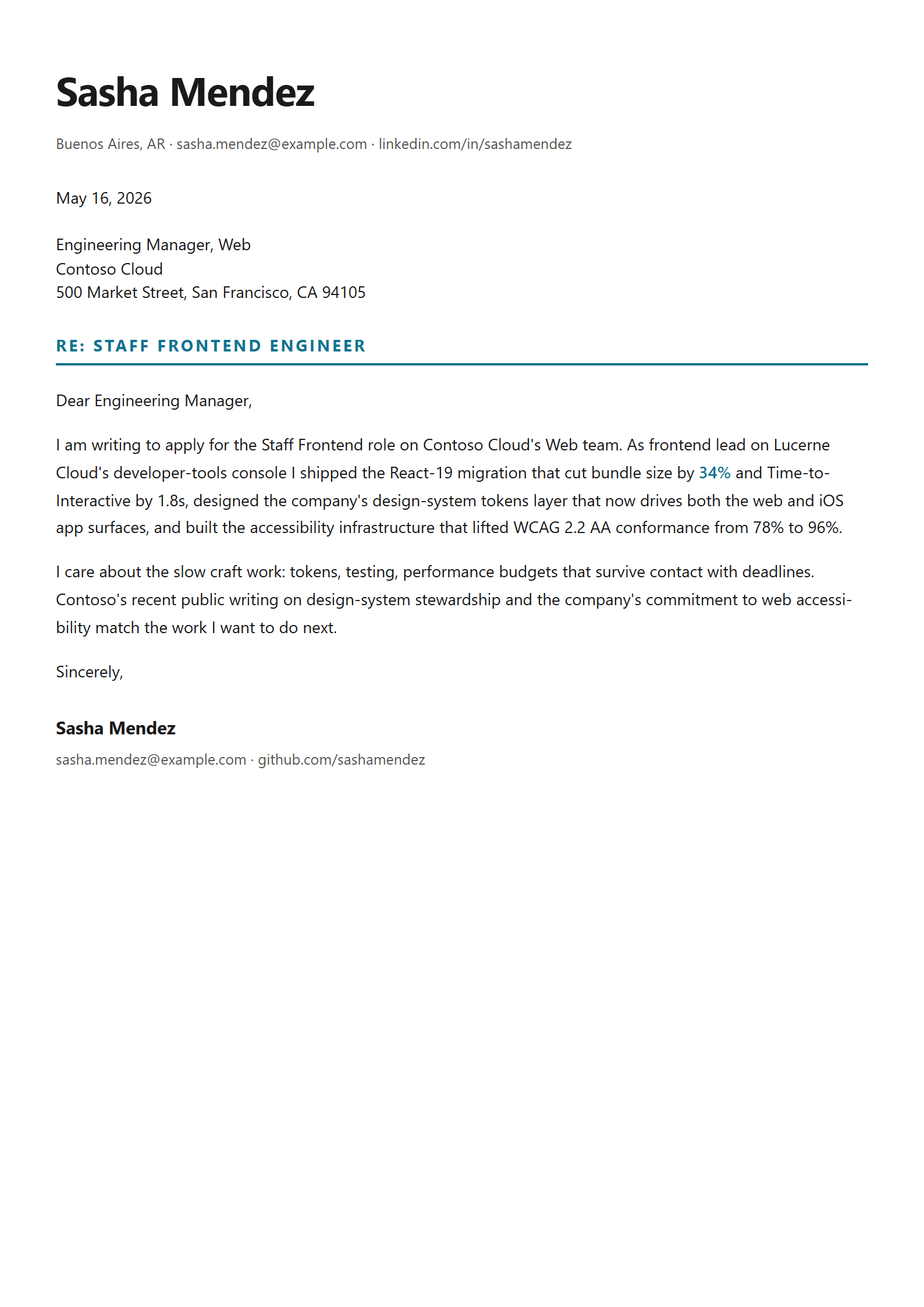 Frame cover letter template preview