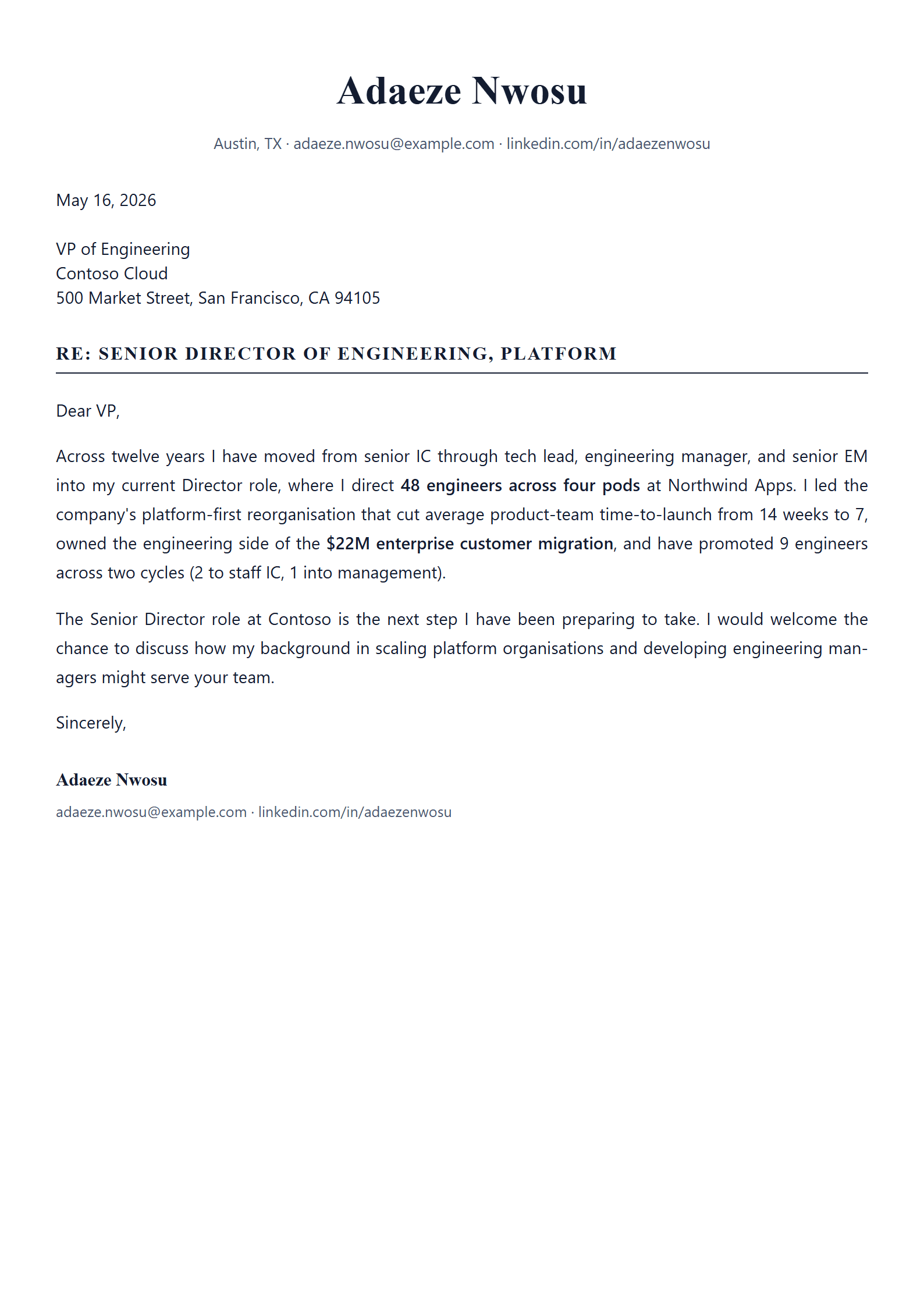 Cornice cover letter template preview