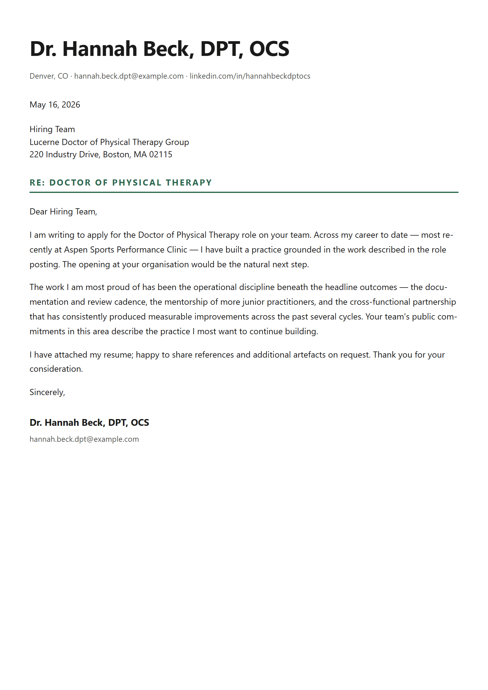 Cresta cover letter template preview