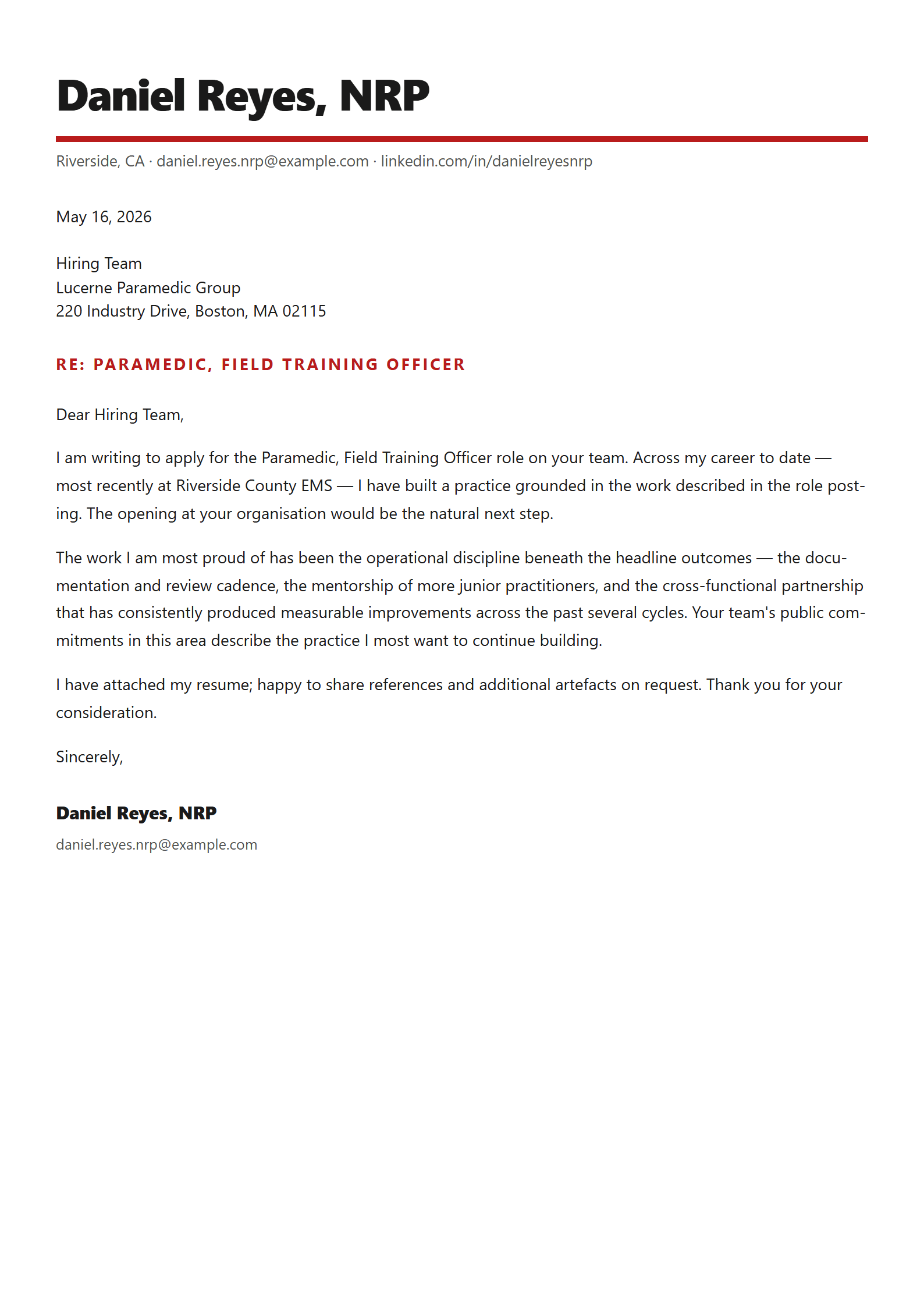 Pulse-Med cover letter template preview