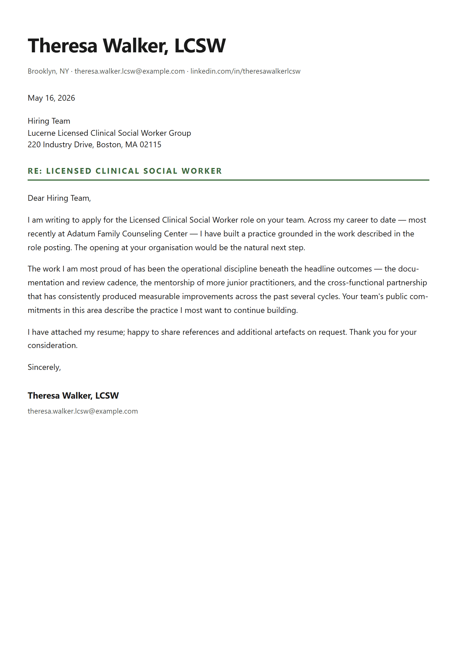 Cohort cover letter template preview
