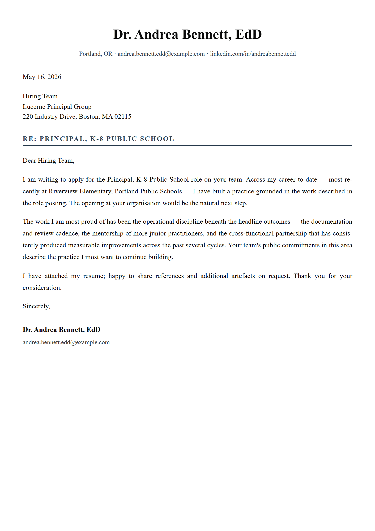 Compass-K12 cover letter template preview