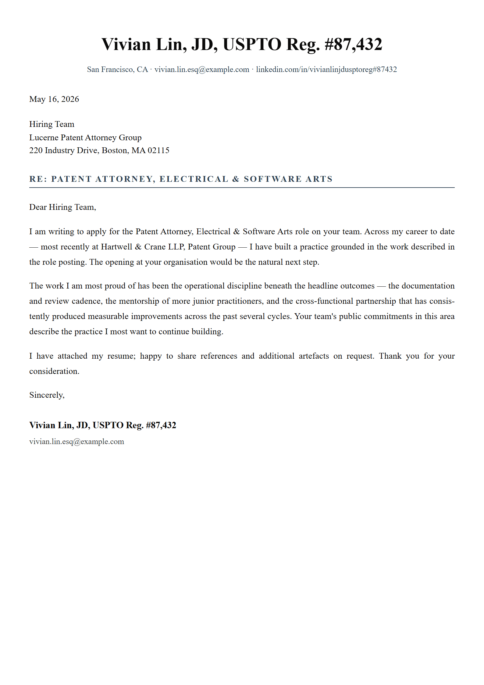 Patent cover letter template preview