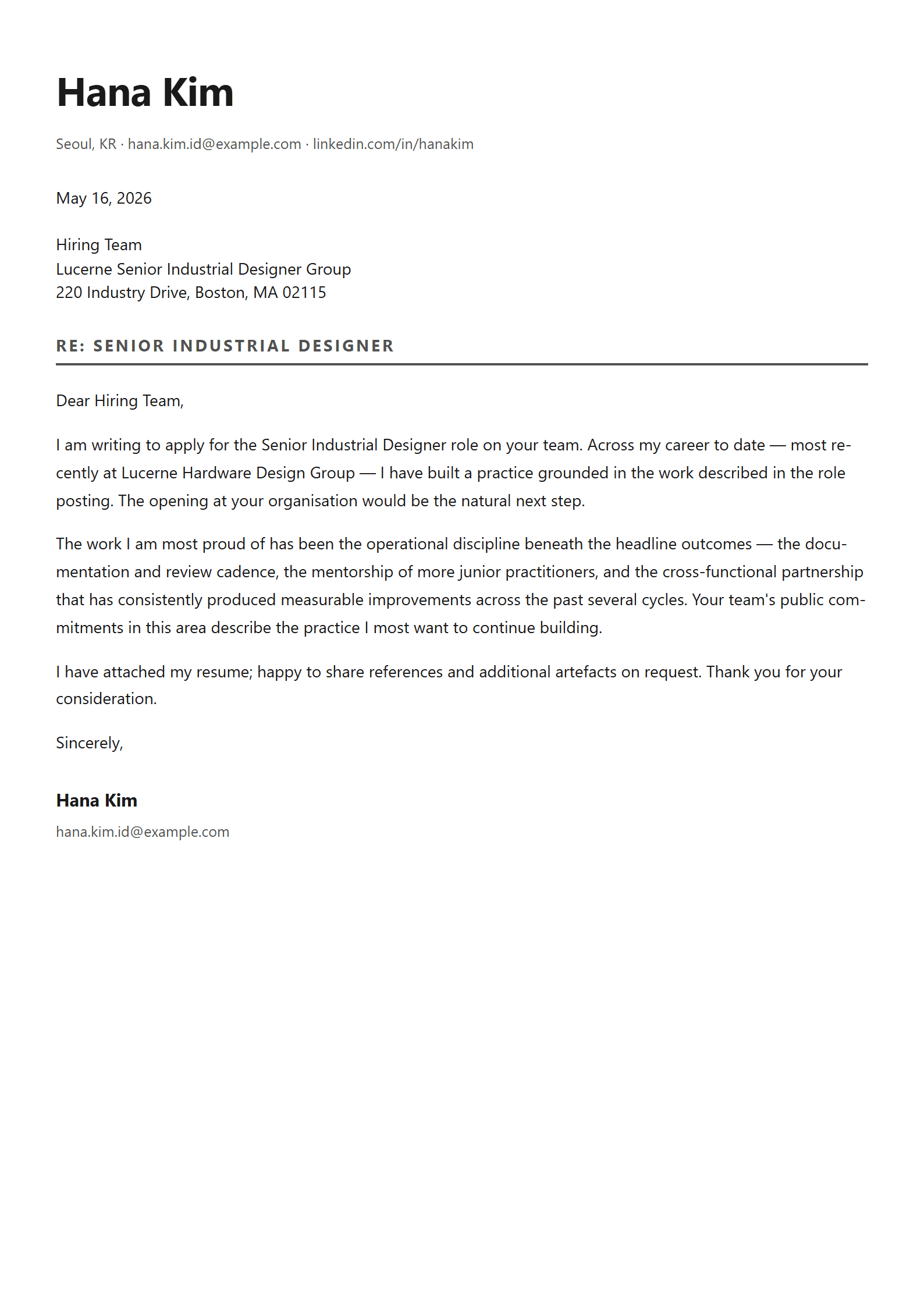 Industrial cover letter template preview