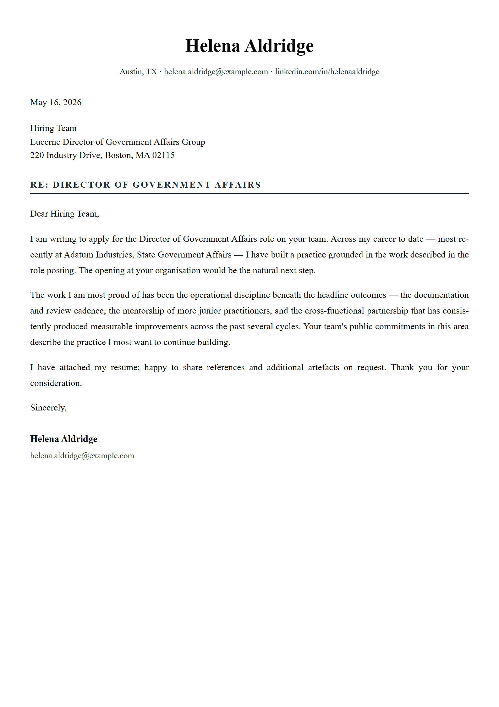 Statute-Gov cover letter template preview