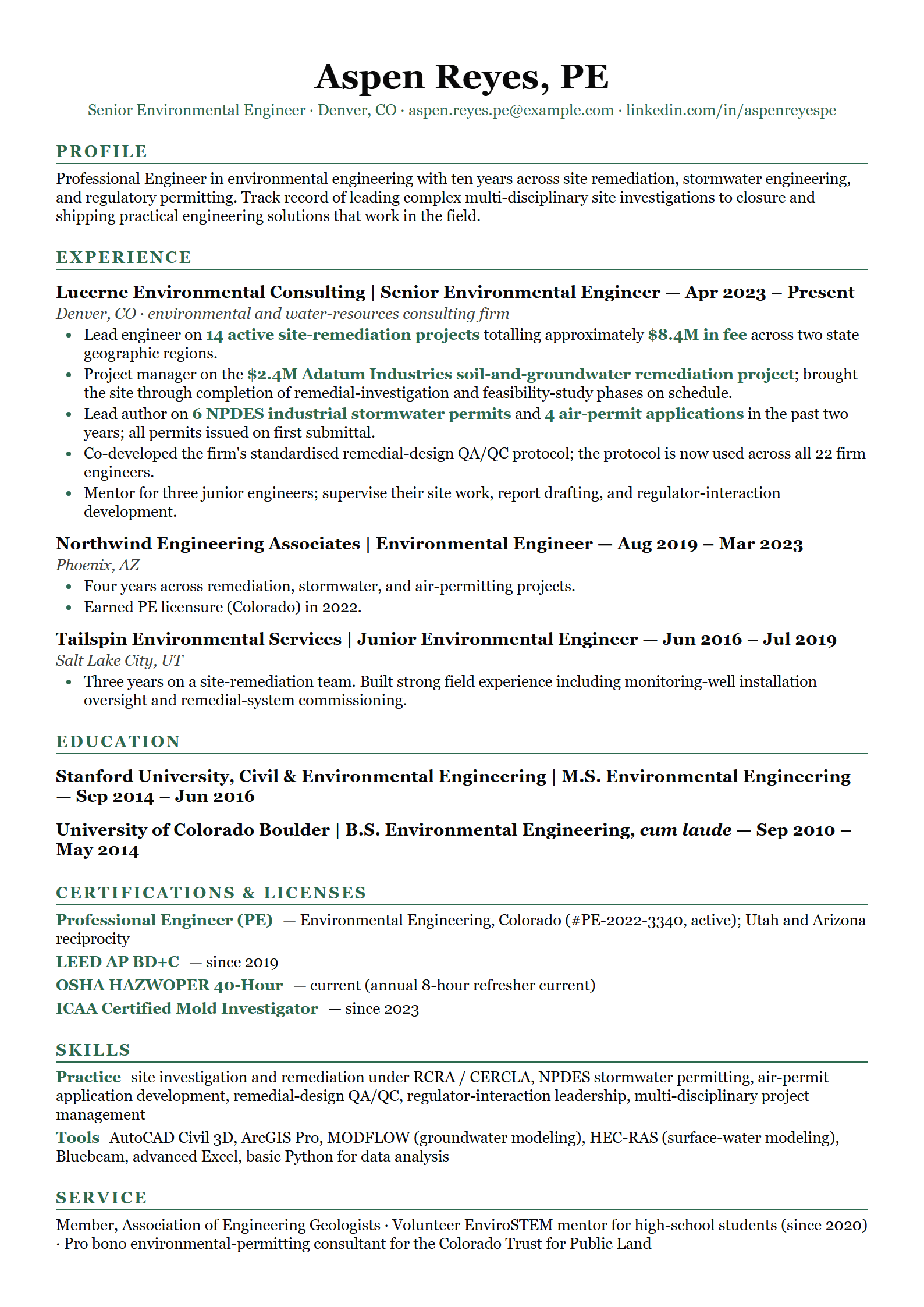 Verdant resume template