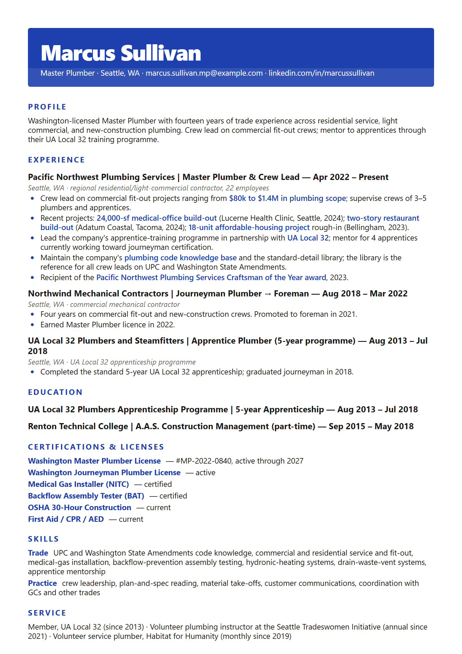 Tap resume template