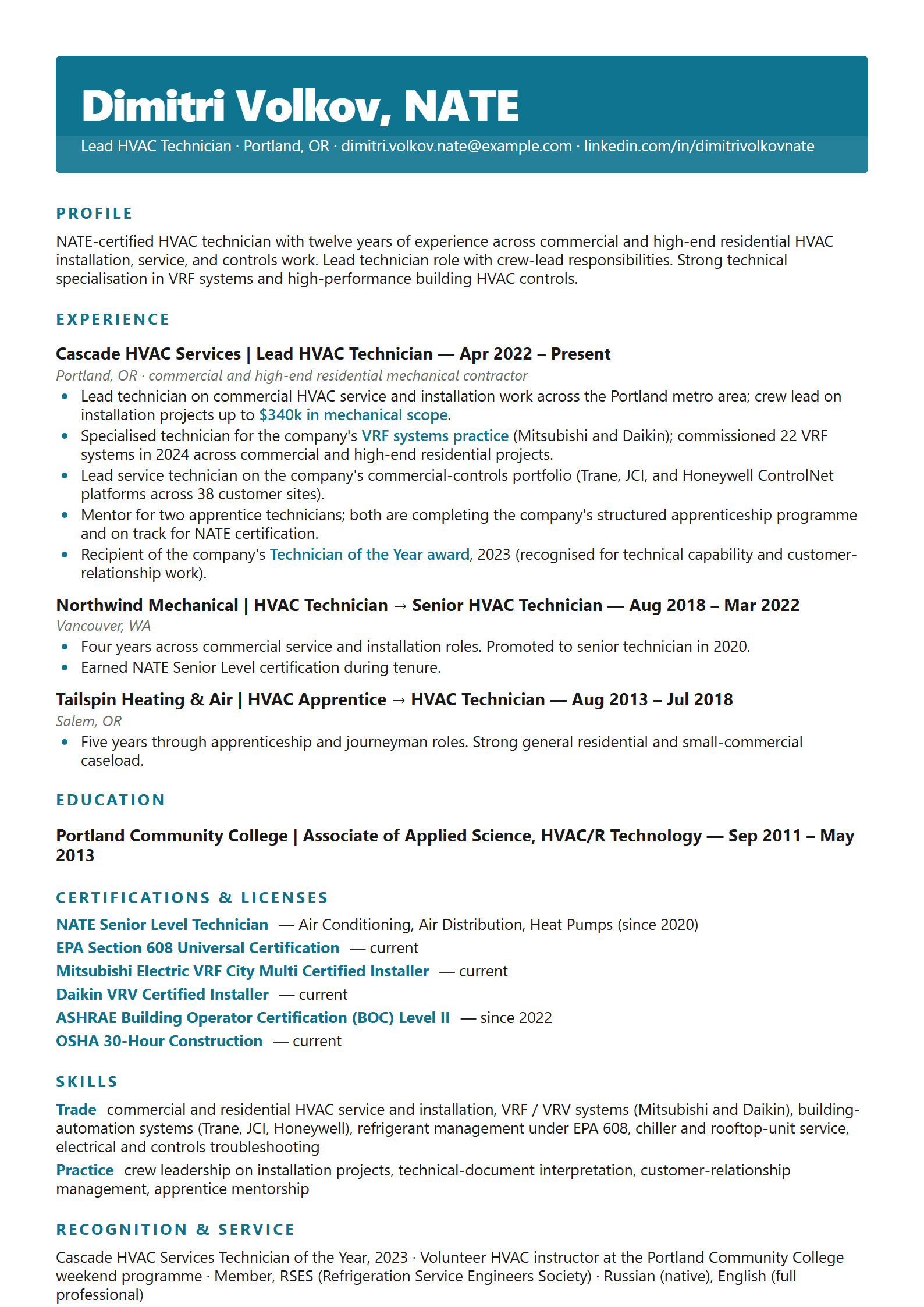 Coil resume template