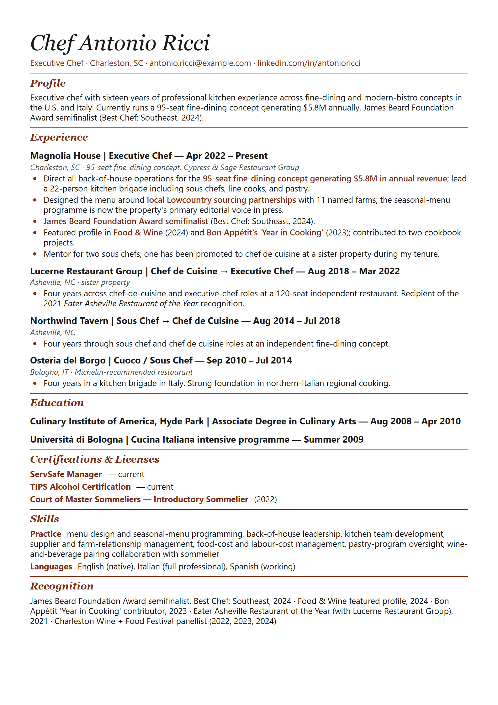 Mise resume template
