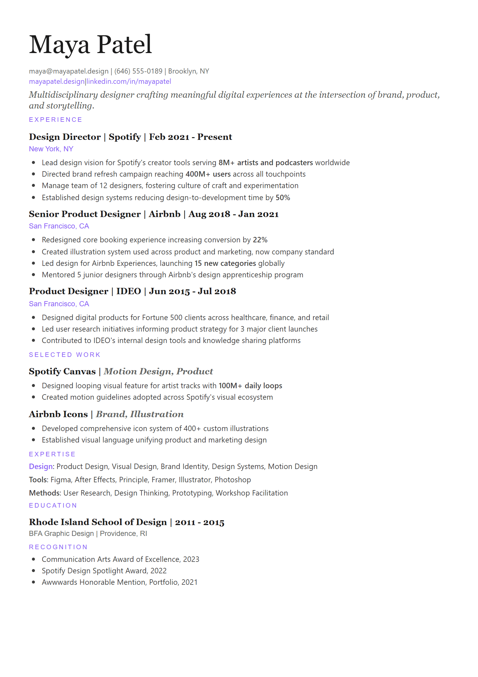 Creative Studio resume template