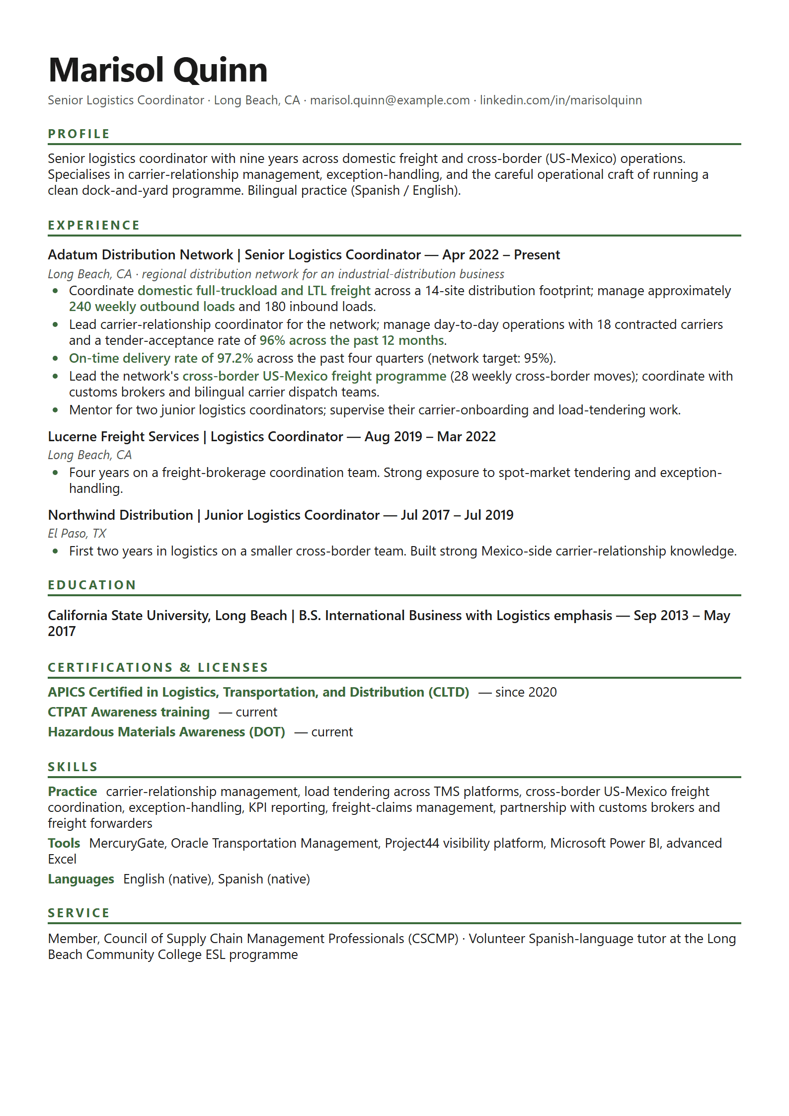 Manifest resume template