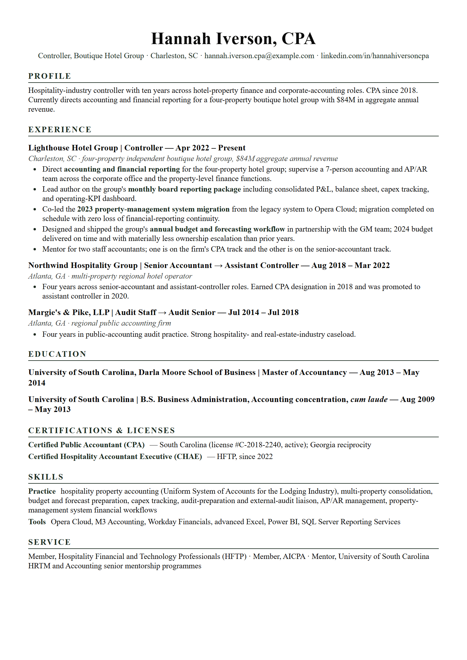 Ledger-Hospitality resume template