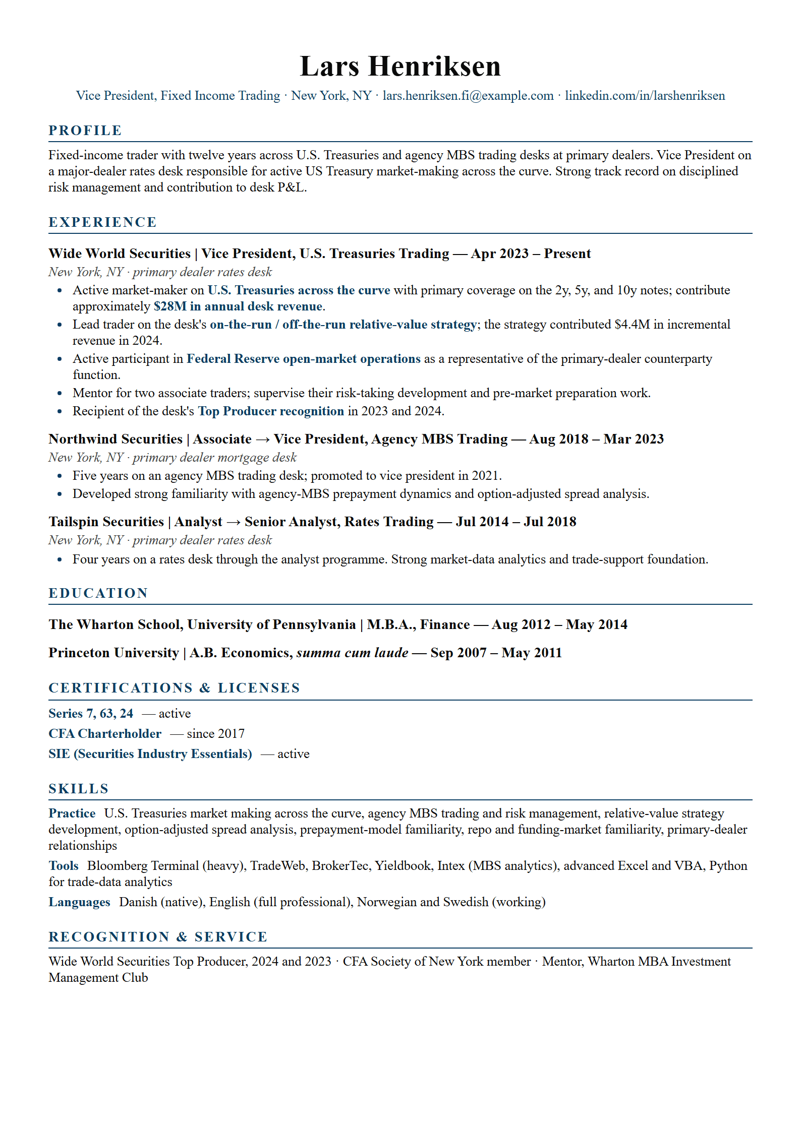 Bourse-Trader resume template