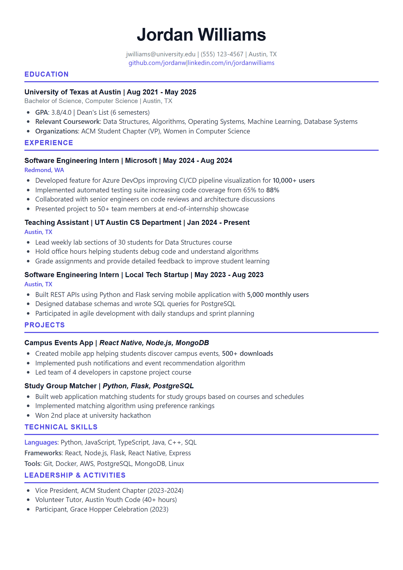 Fresh Start resume template