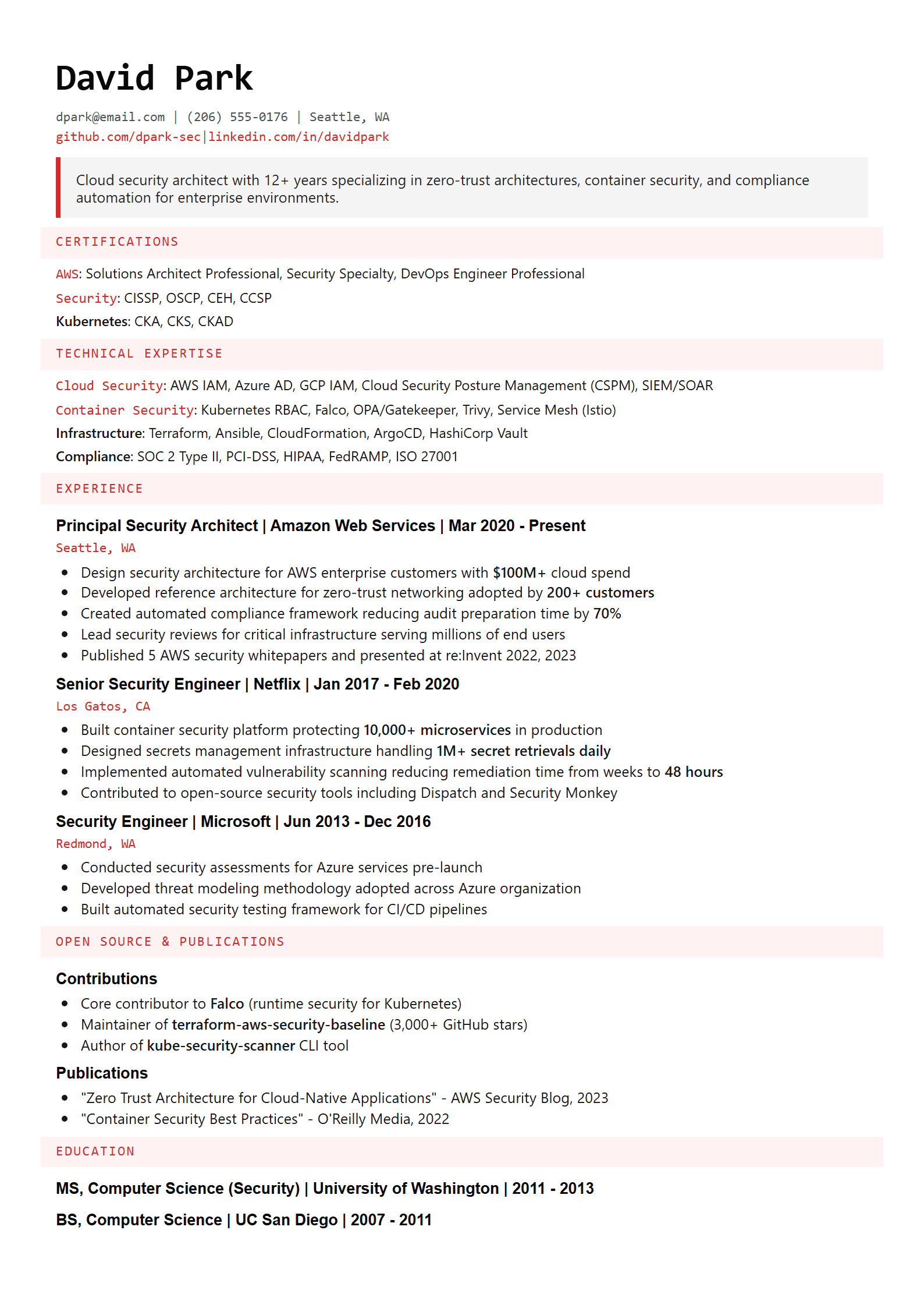Deep Tech resume template