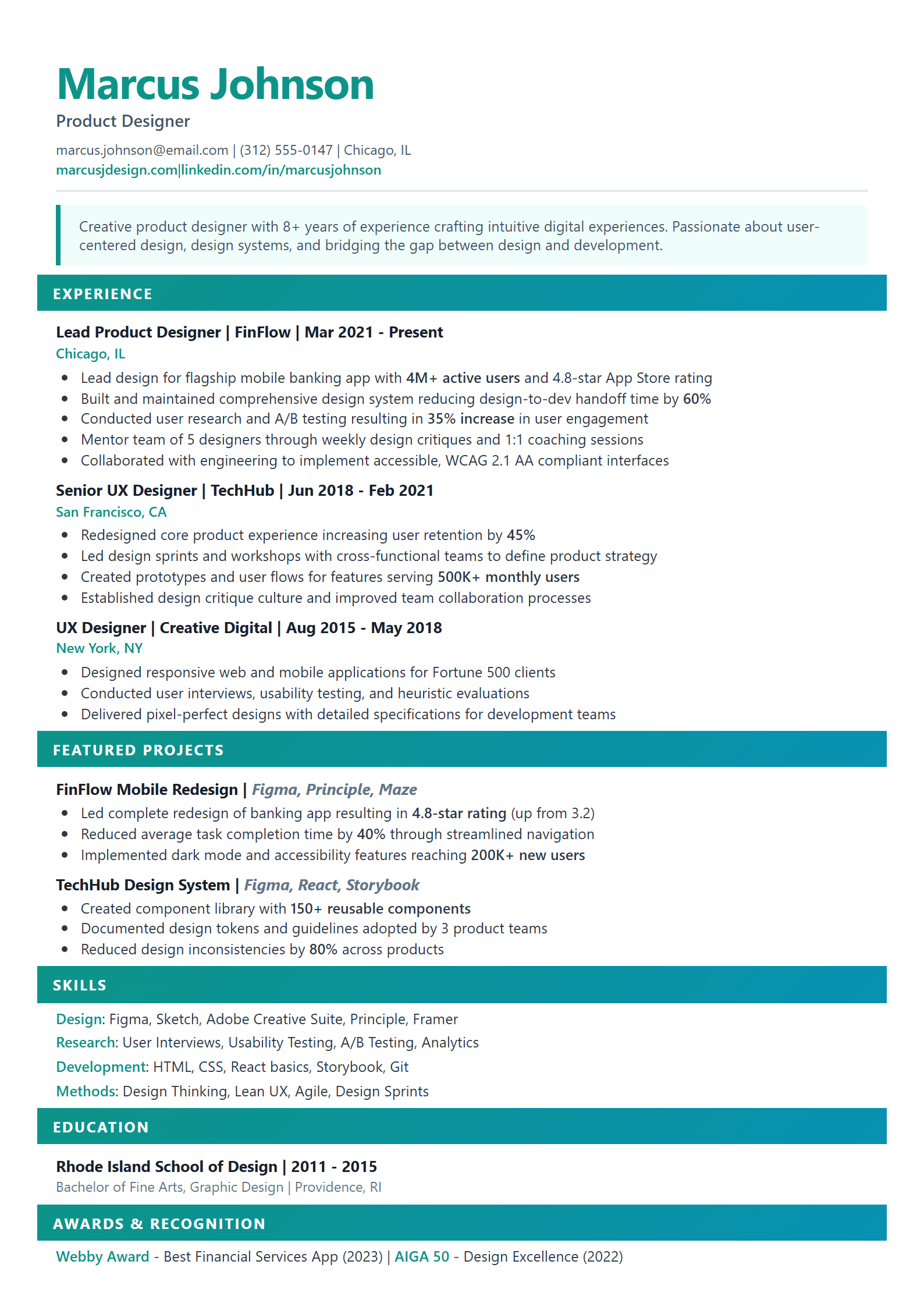 Modern Sidebar Photo resume template