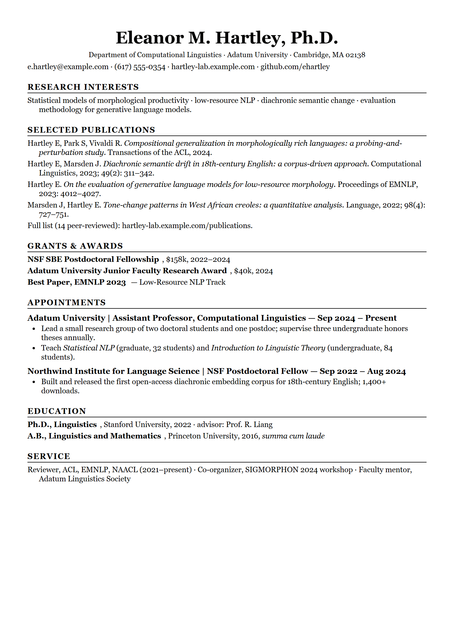 Quill resume template