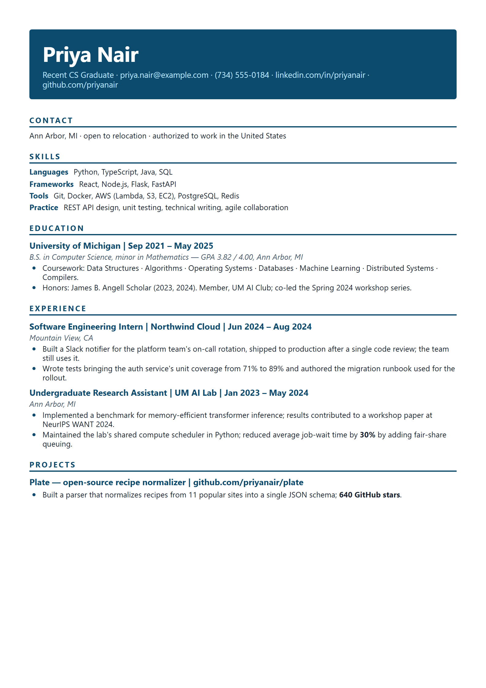 Spark resume template