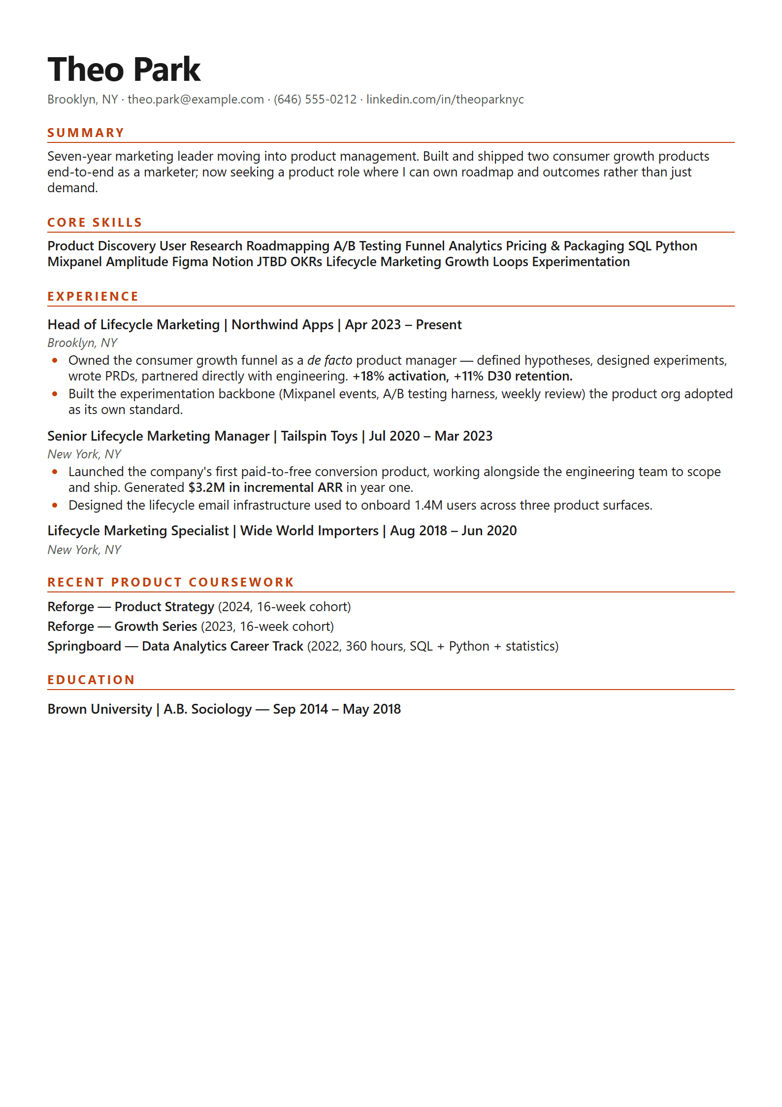 Pivot resume template