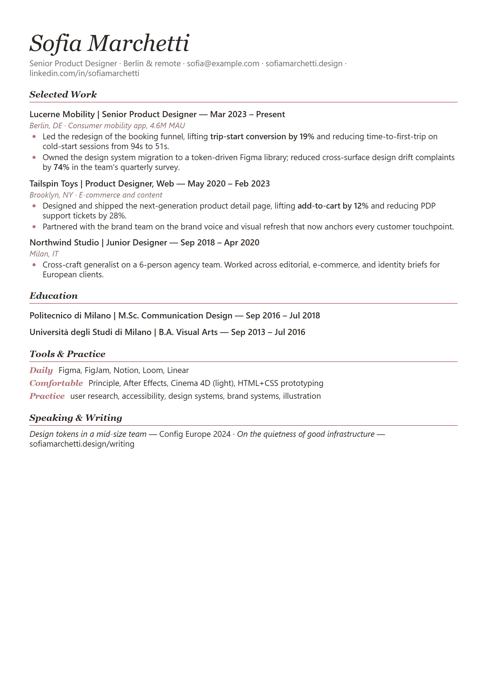Folio resume template
