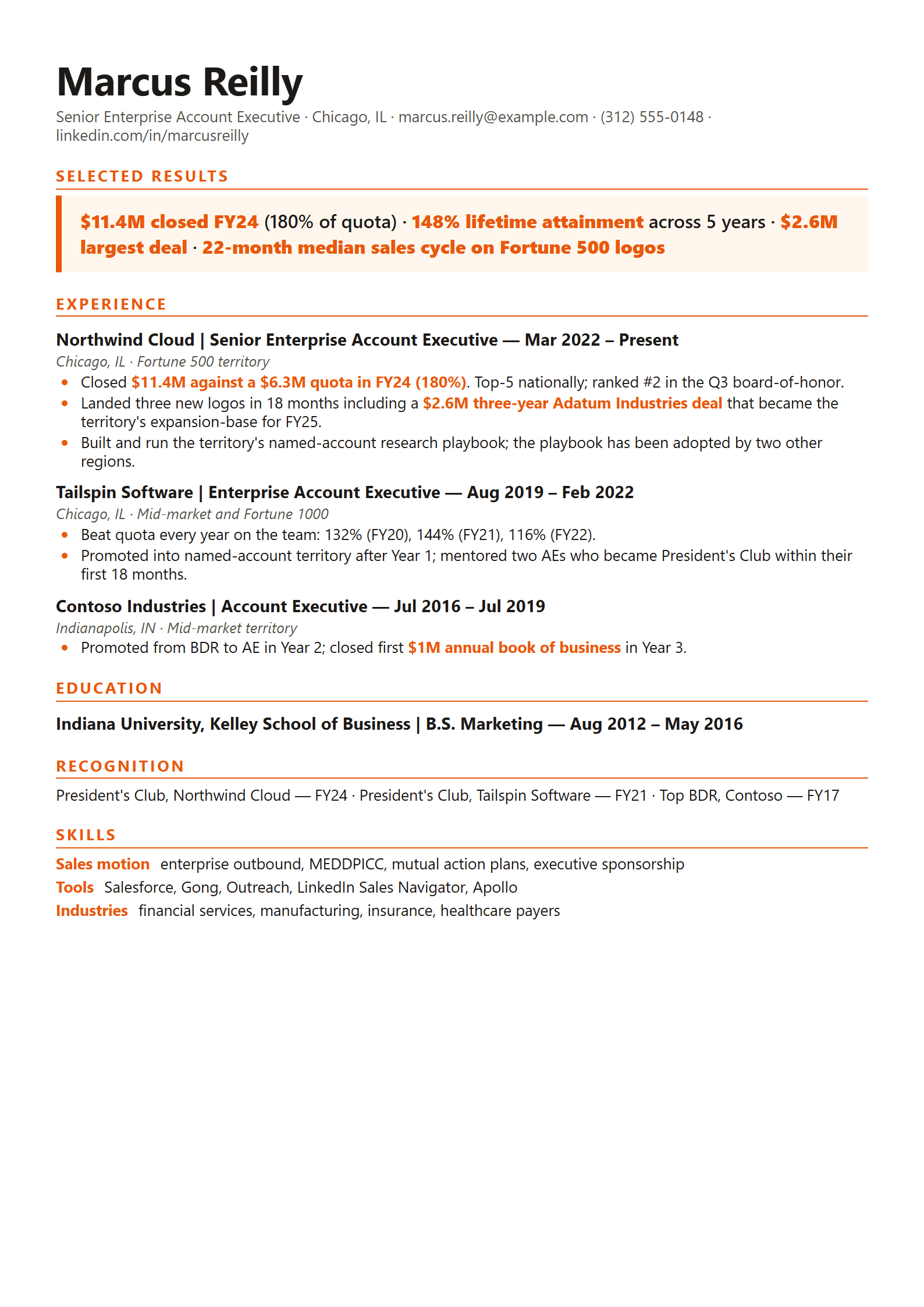 Quota resume template