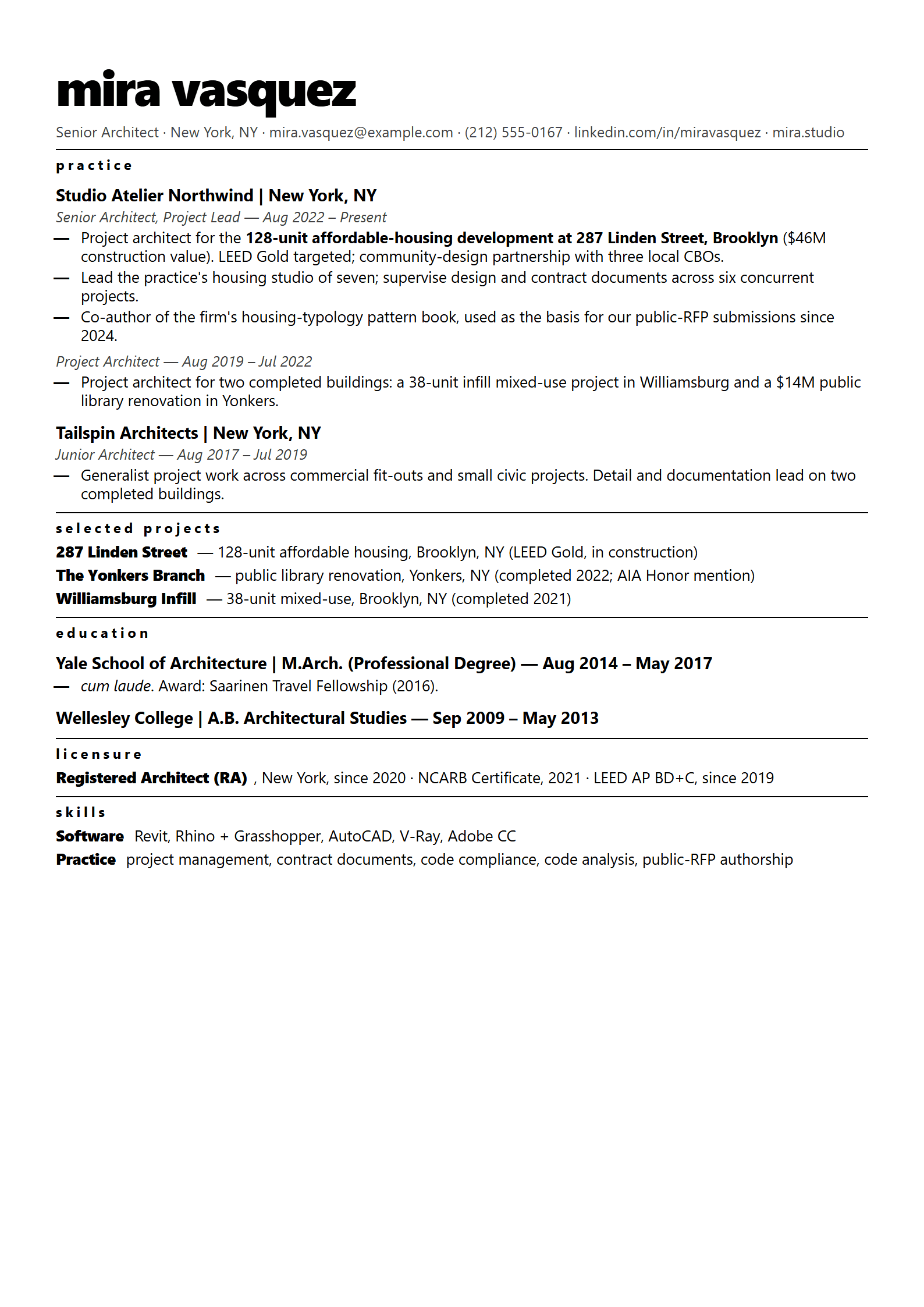 Plinth resume template
