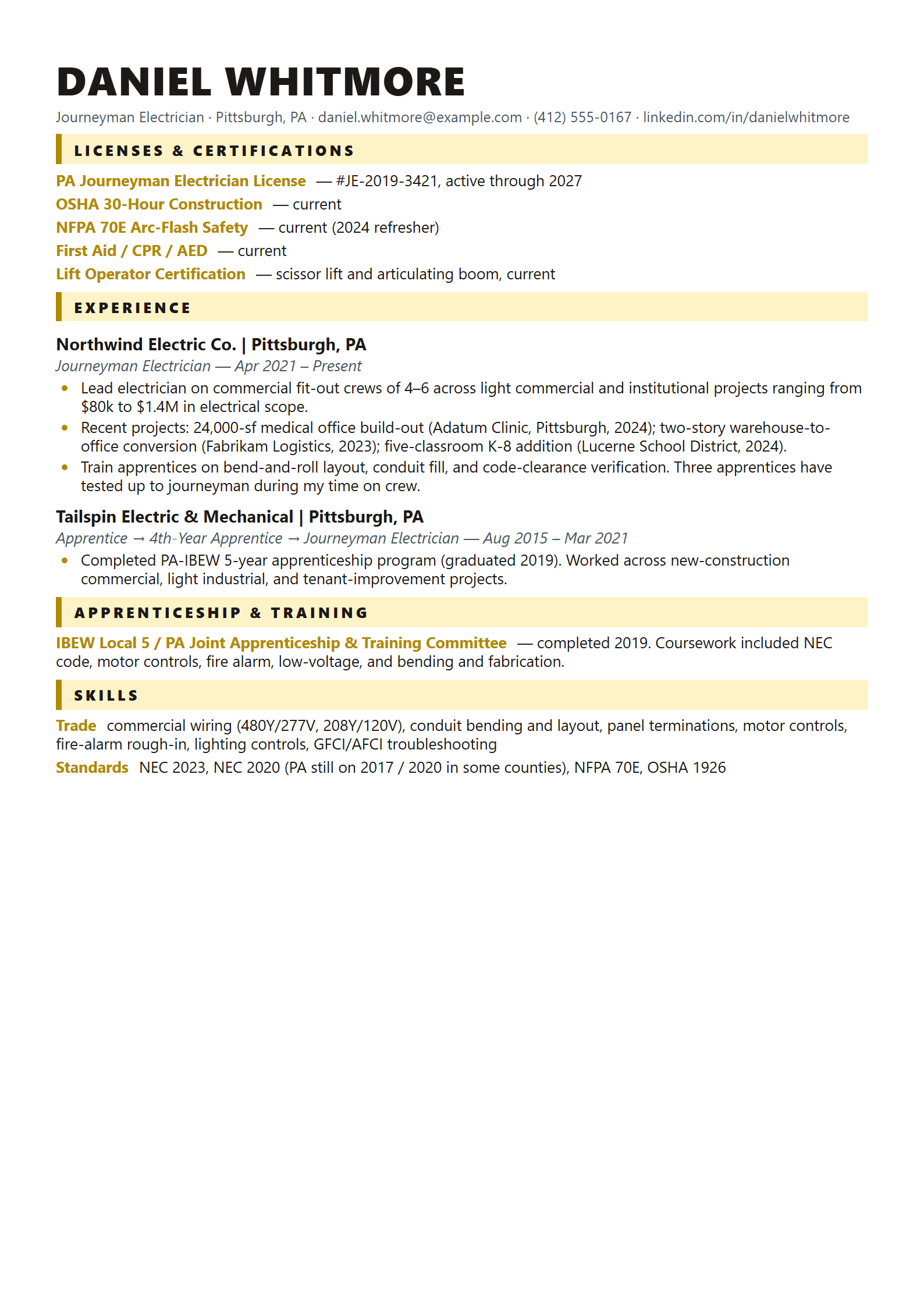 Conduit resume template