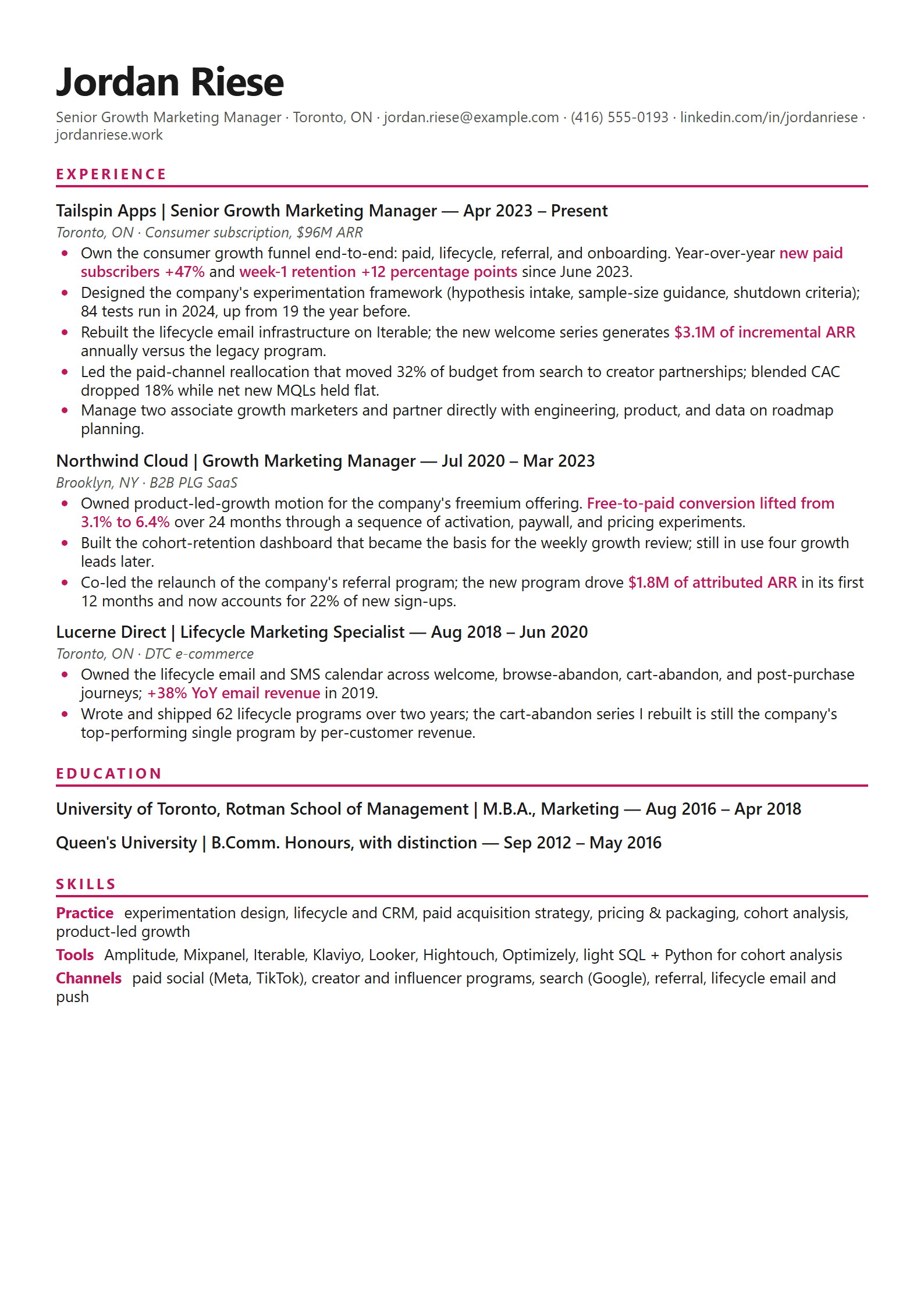 Pulse resume template