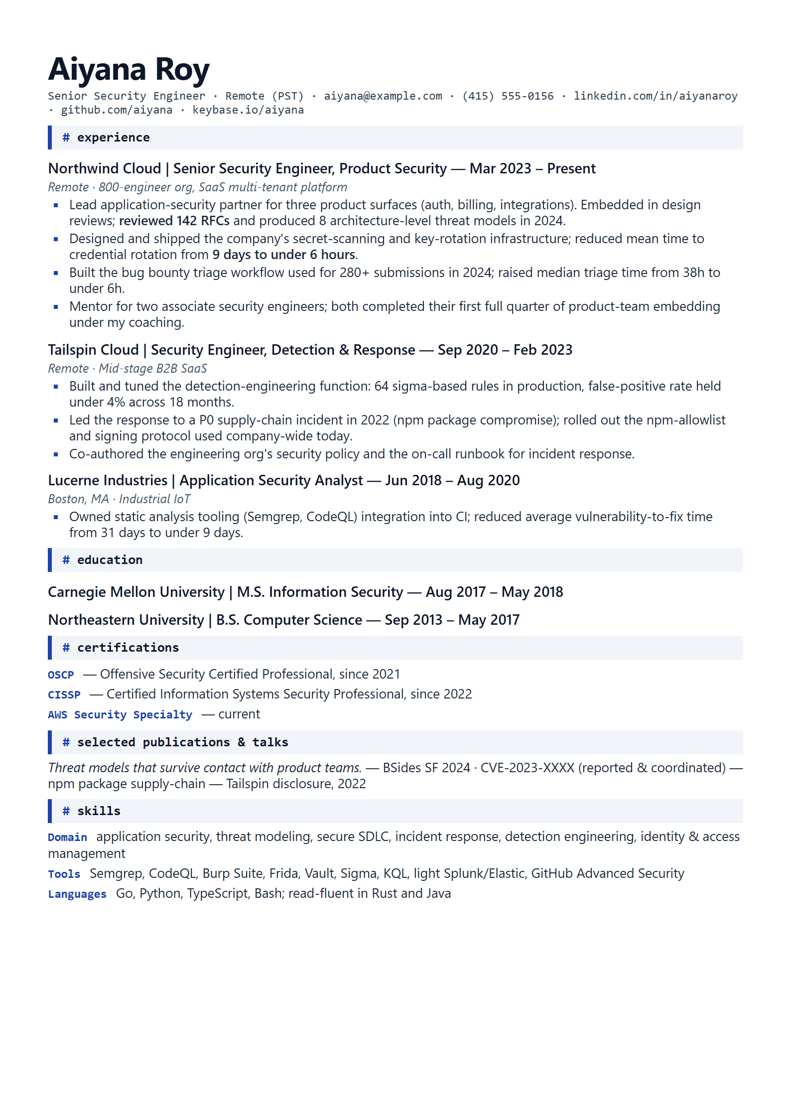 Vault resume template