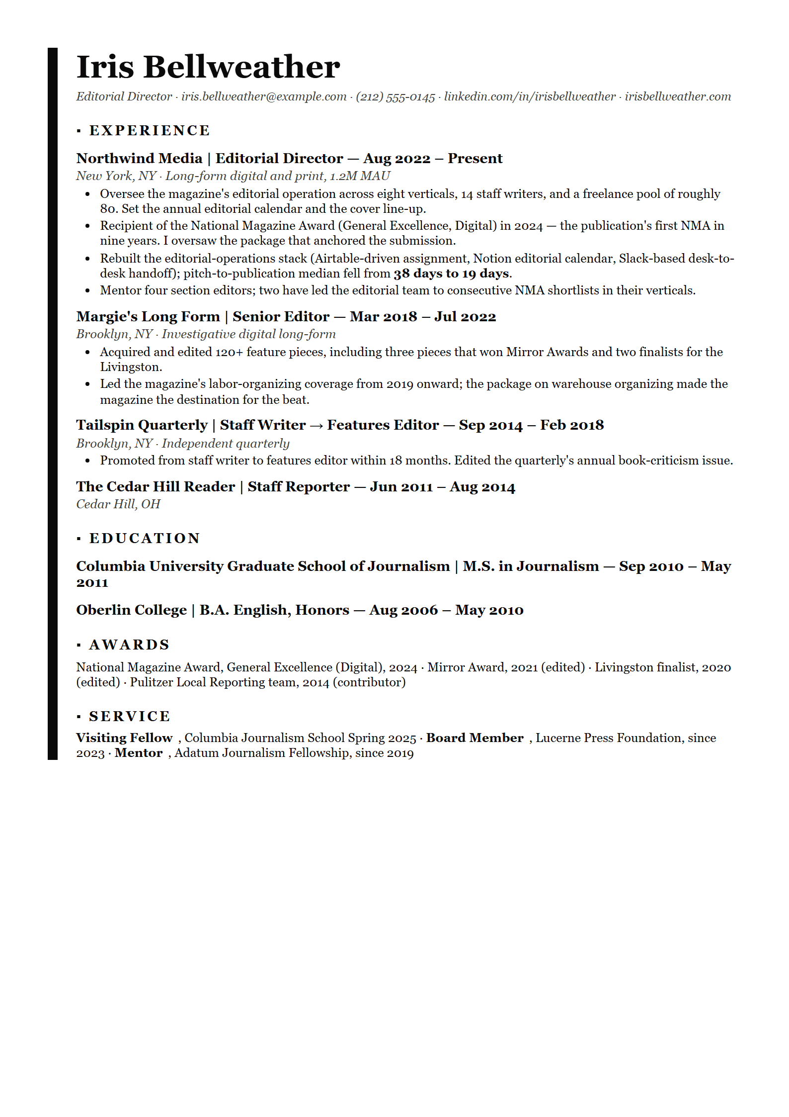 Onyx resume template