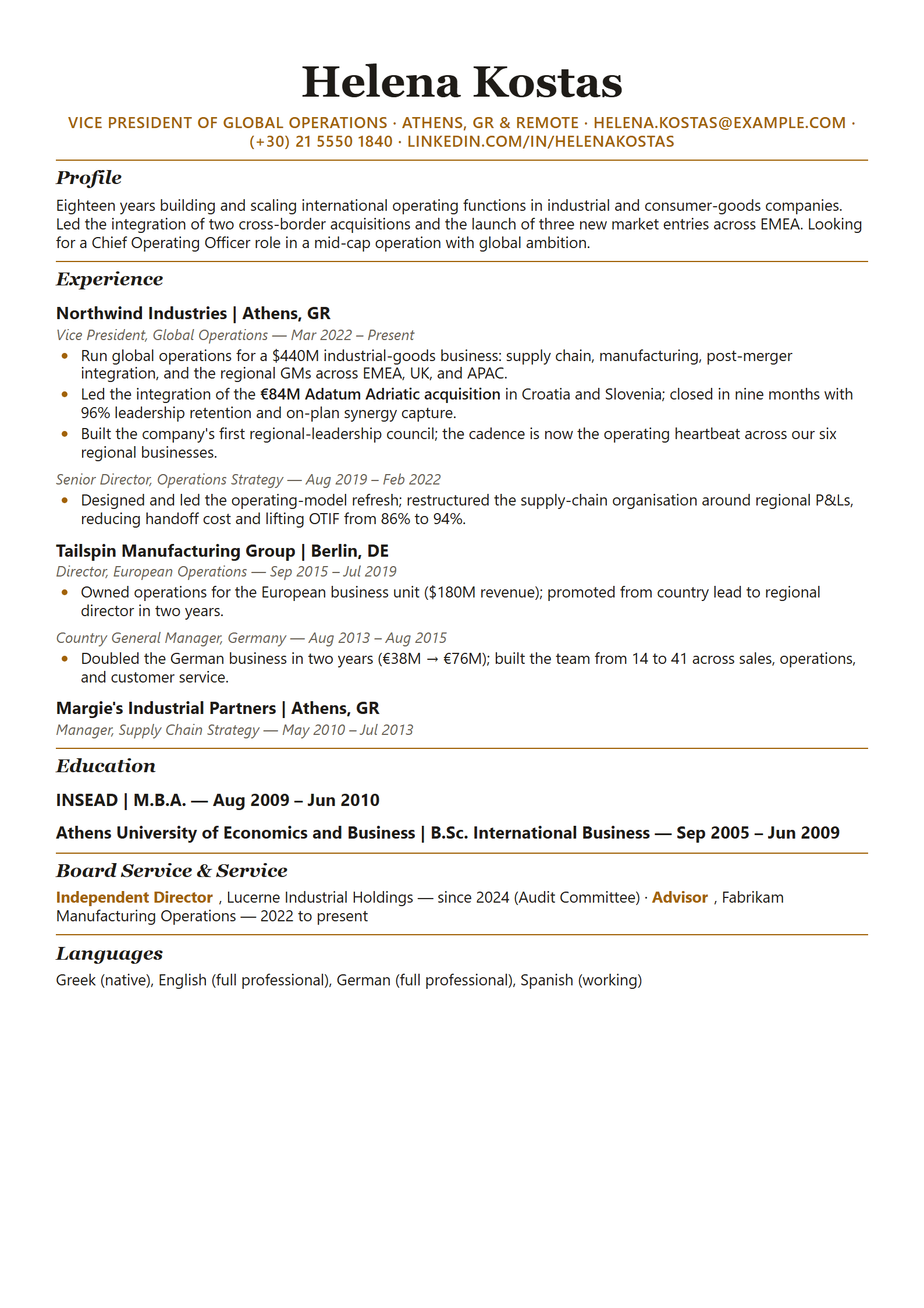 Stellar resume template