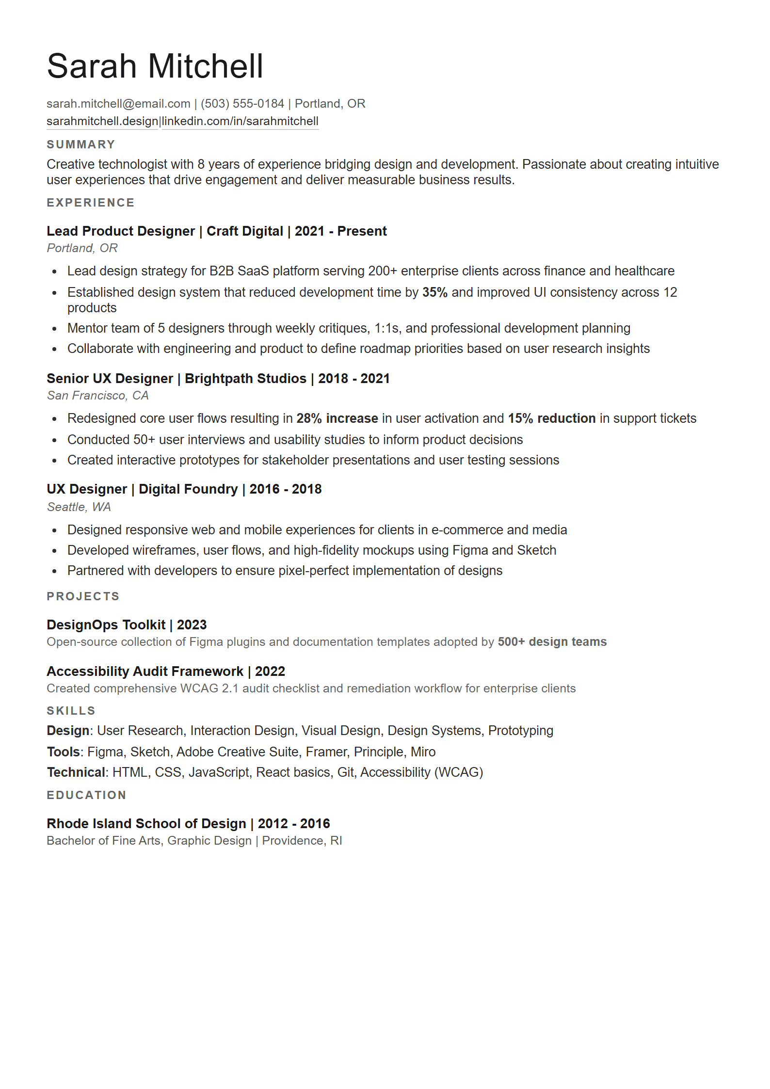 Minimalist Sans resume template